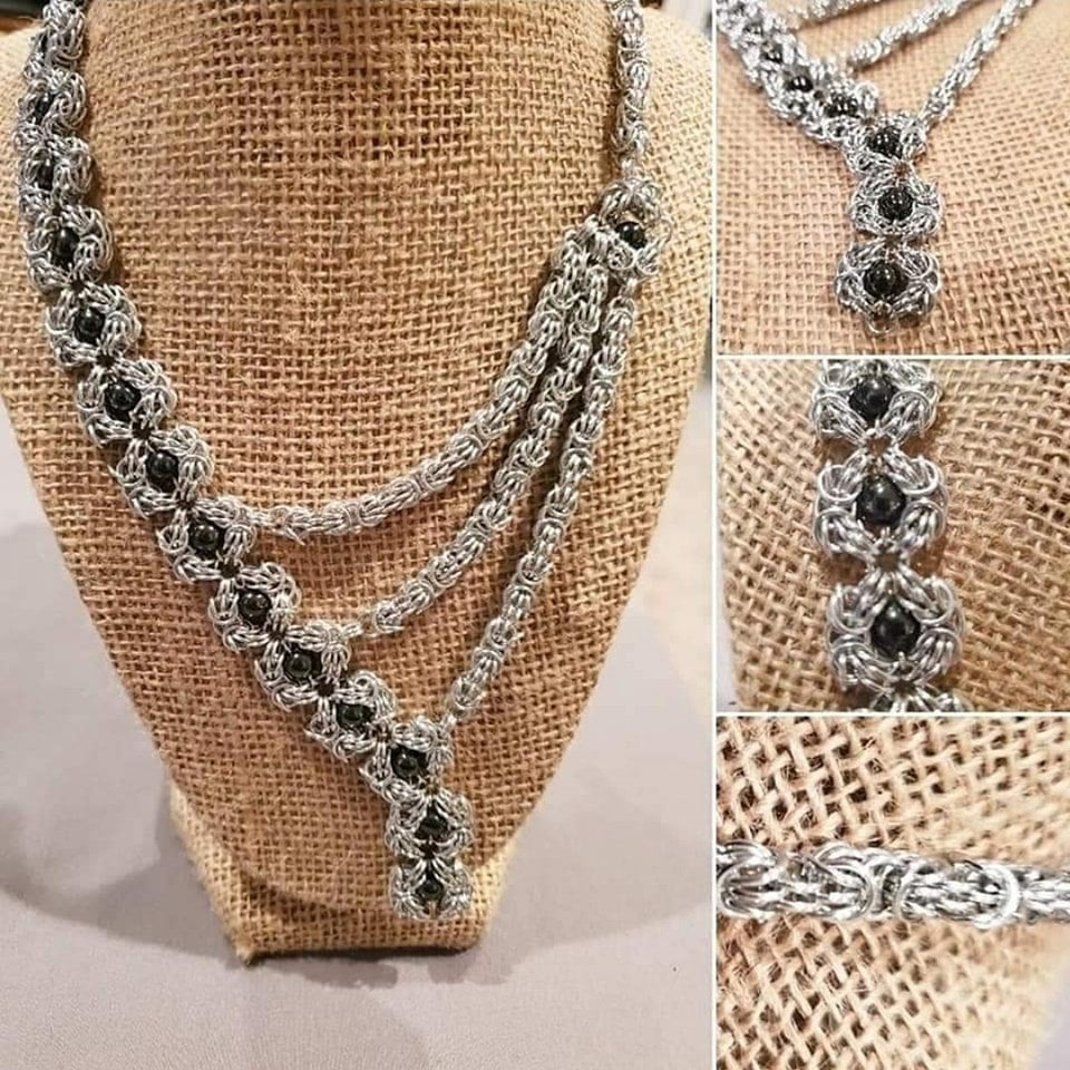 Asymmetrical Tryzantine Romanov Pearl Necklace