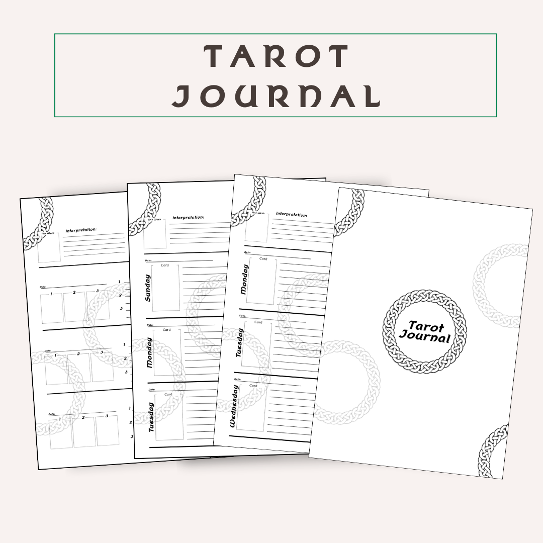 Tarot Journal PDF | Undated Weekly Daily Tarot Spread Template | 8.5x11 Letter