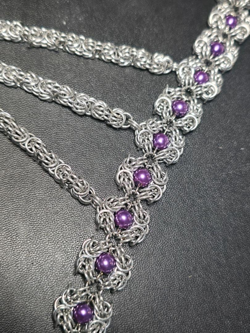 Asymmetrical Tryzantine Romanov Pearl Necklace