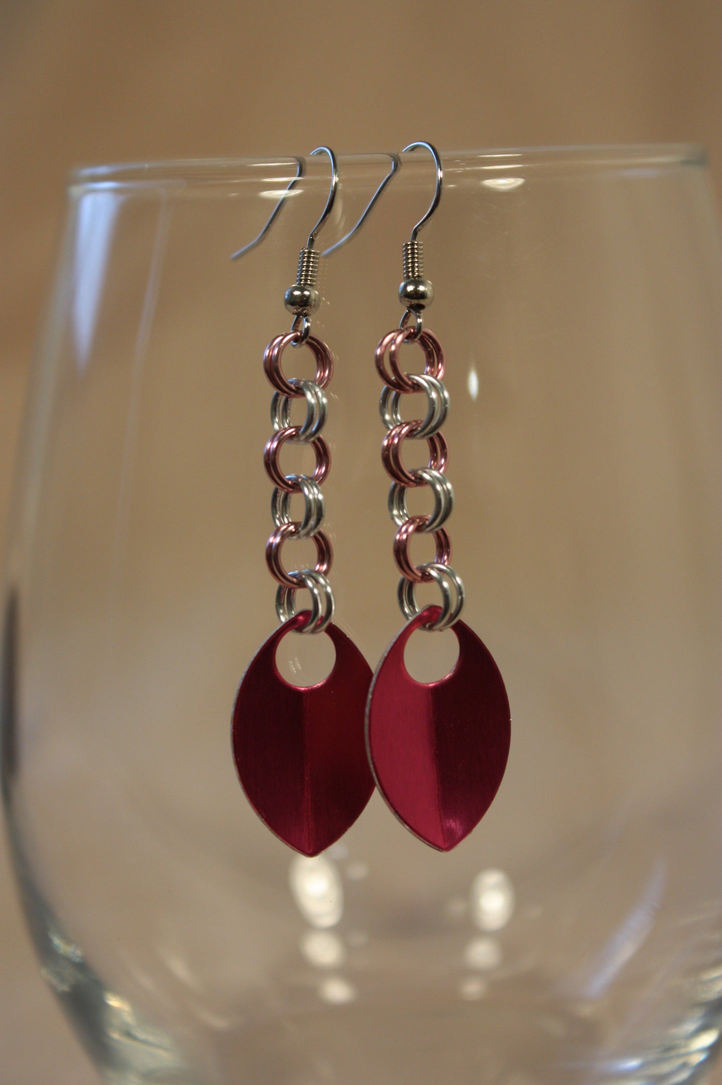 Simple Scale Drop Chainmaille Earrings
