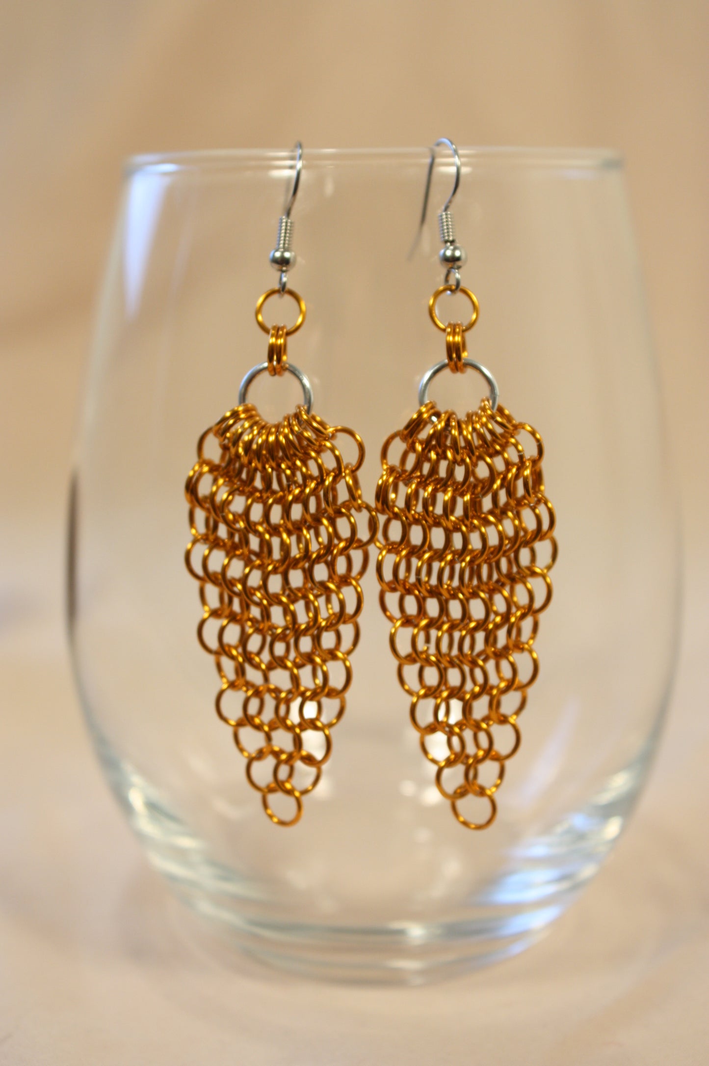 Triangle Dangle Earrings, Chainmaille Earrings