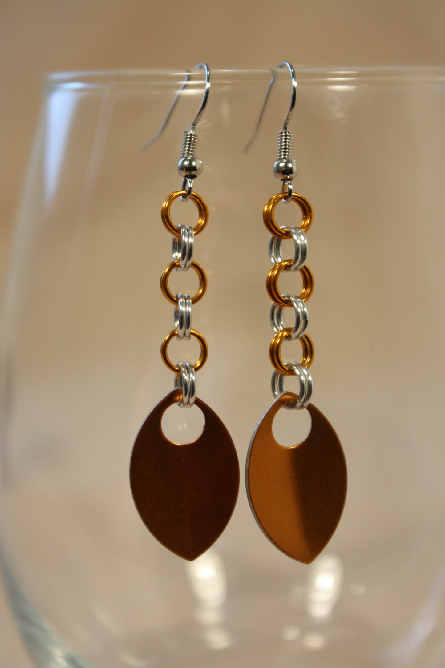 Simple Scale Drop Chainmaille Earrings
