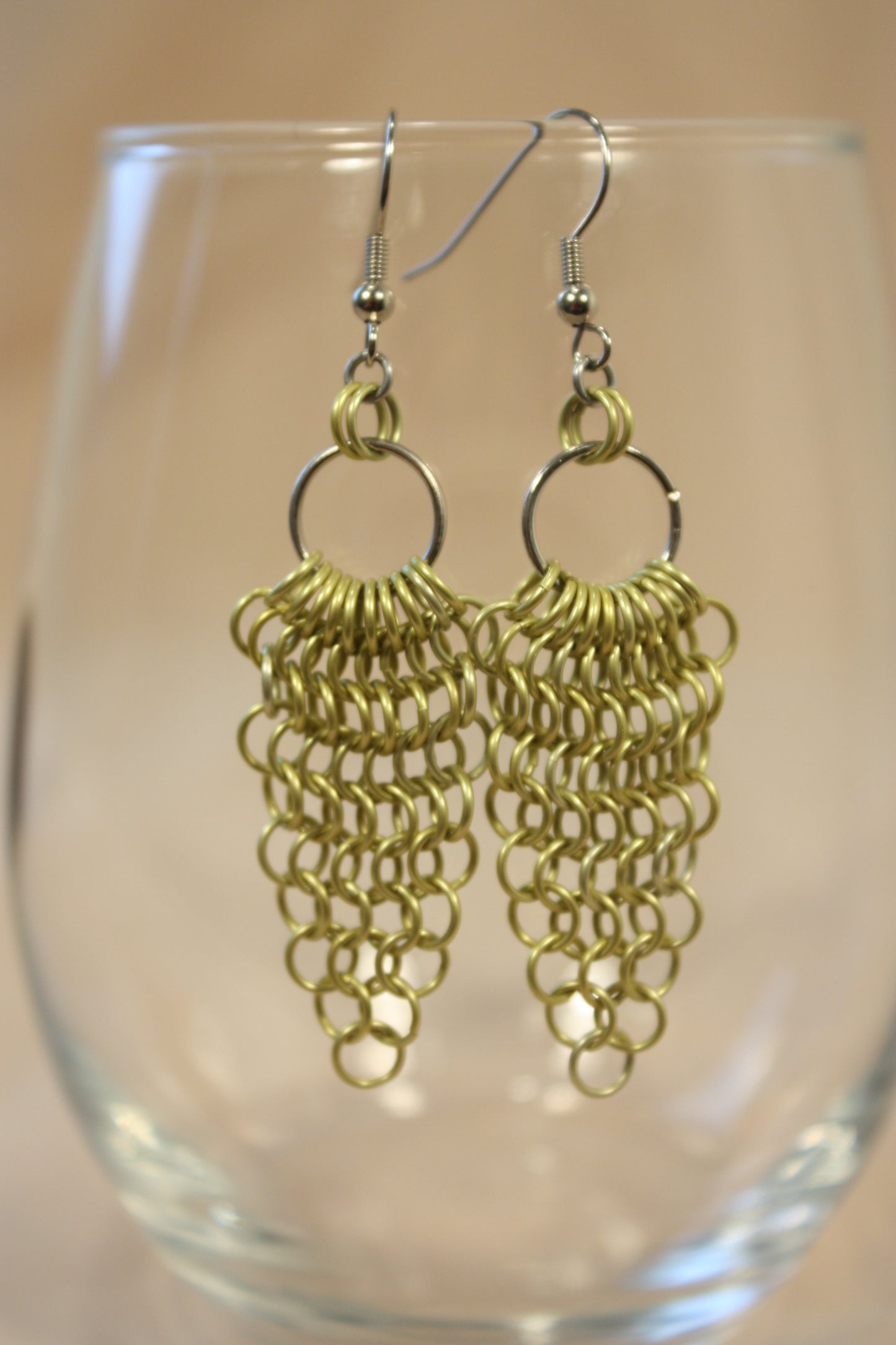 Triangle Dangle Earrings, Chainmaille Earrings
