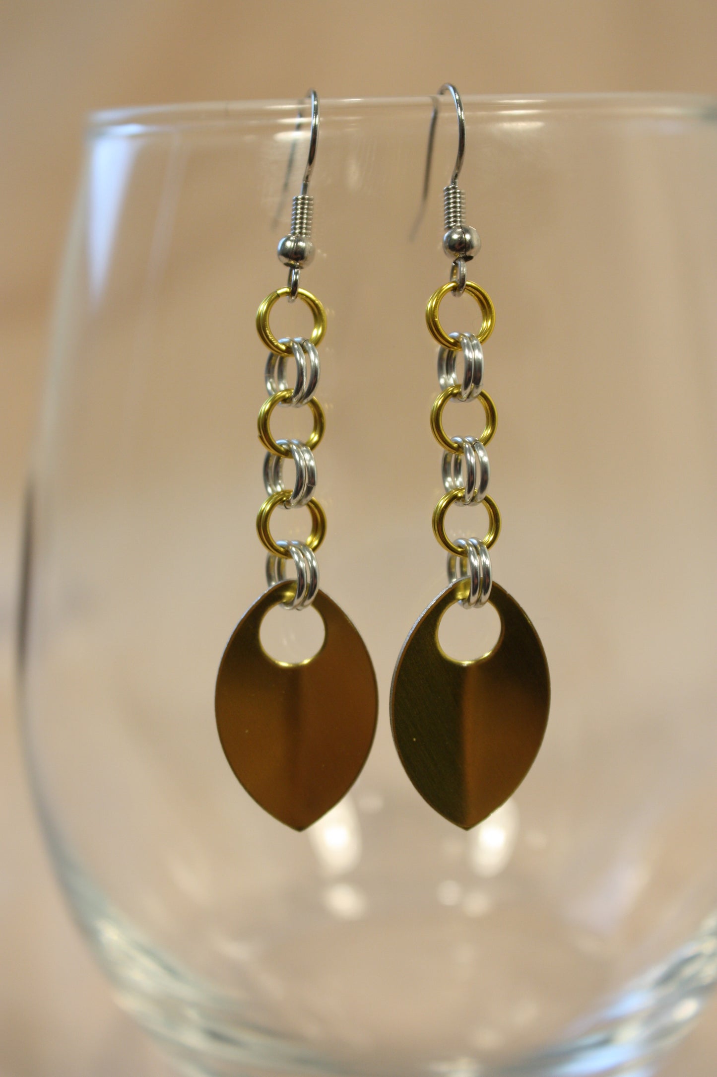 Simple Scale Drop Chainmaille Earrings