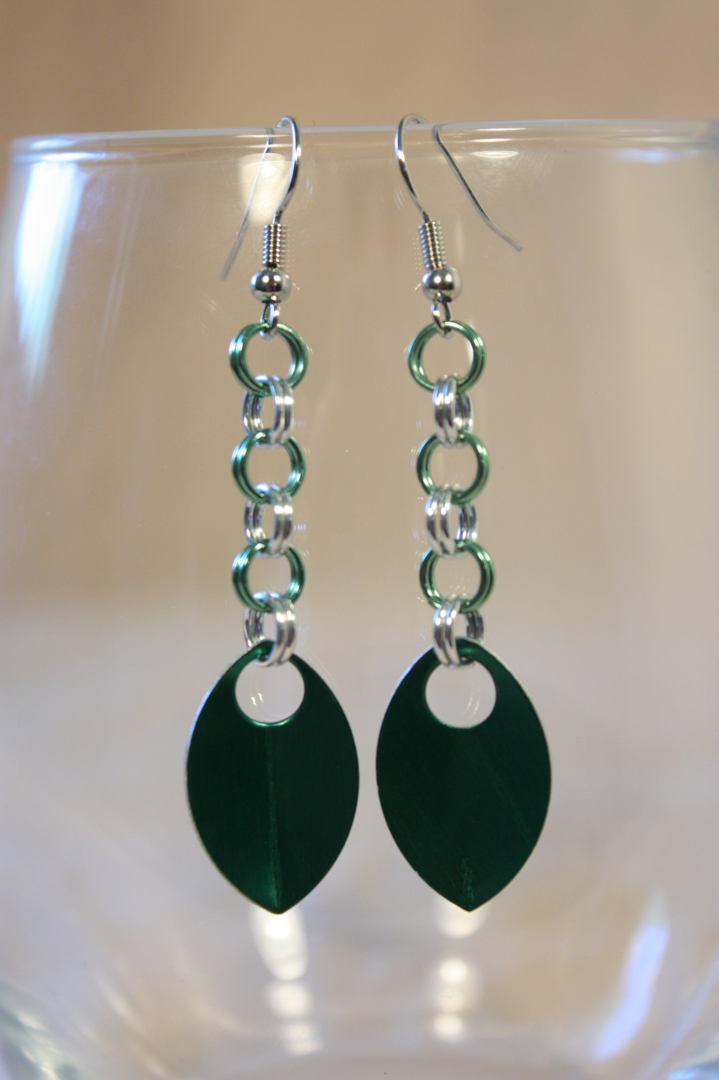 Simple Scale Drop Chainmaille Earrings