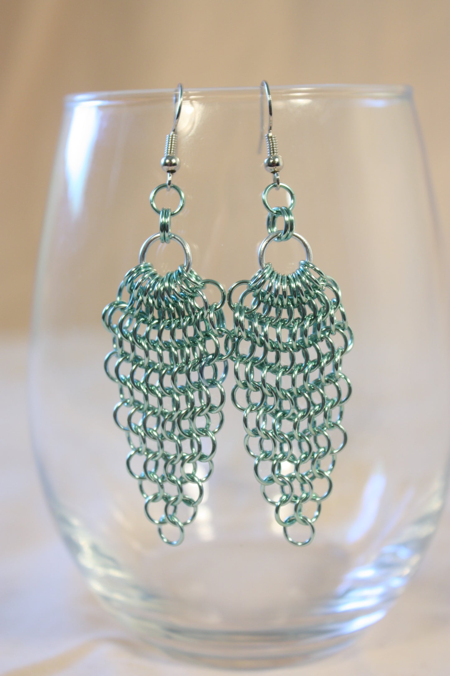 Triangle Dangle Earrings, Chainmaille Earrings