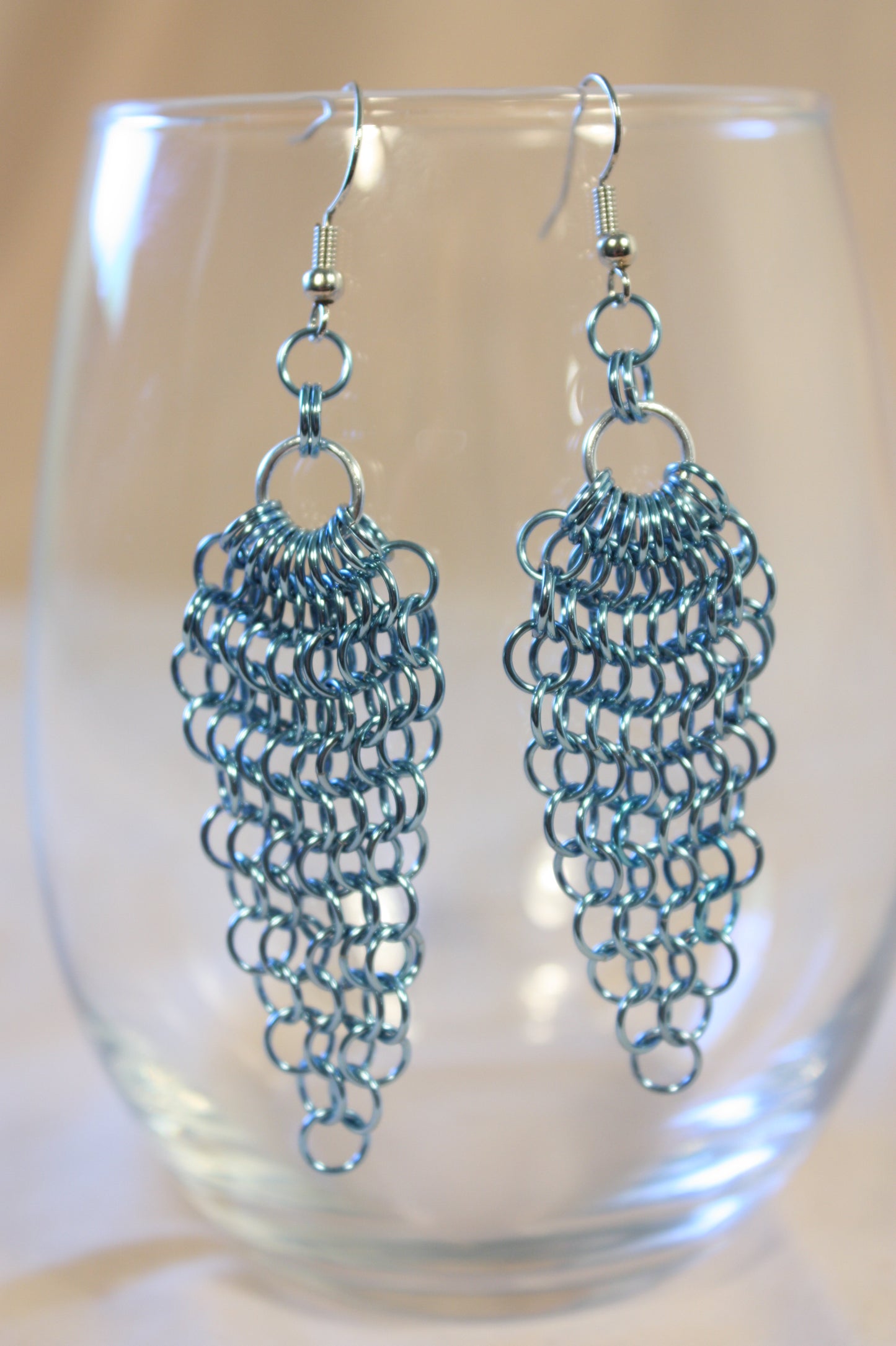 Triangle Dangle Earrings, Chainmaille Earrings