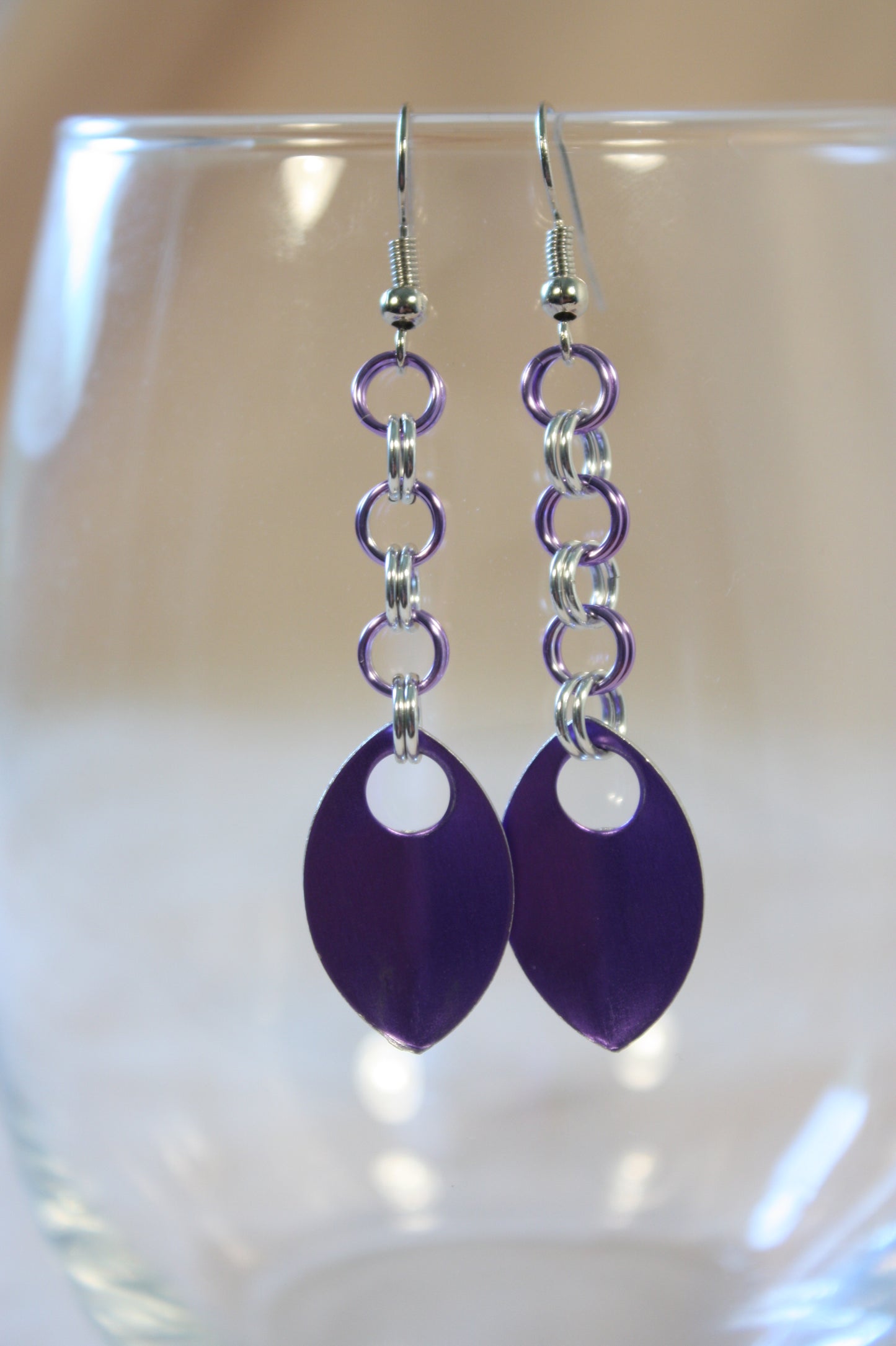 Simple Scale Drop Chainmaille Earrings