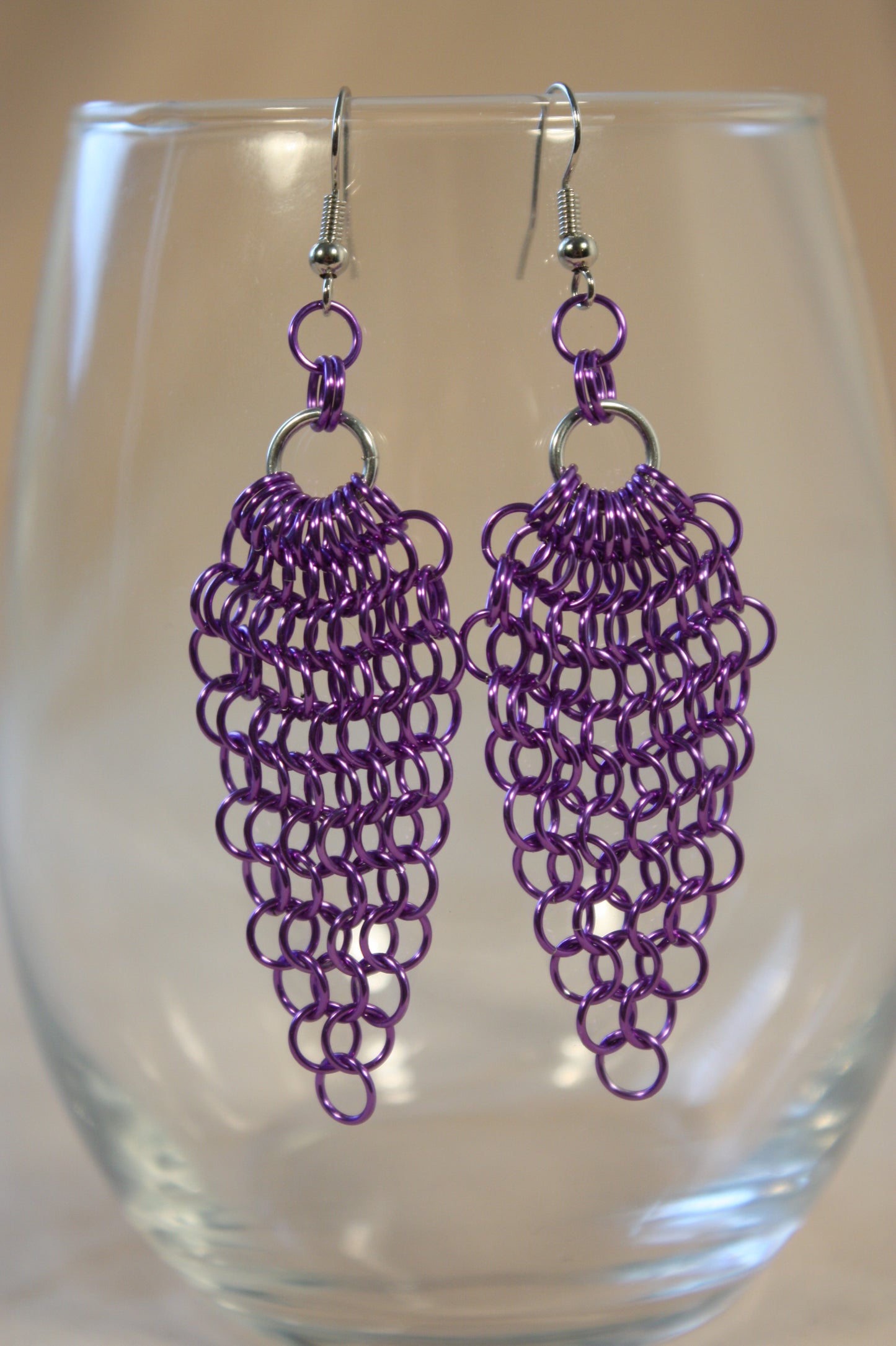 Triangle Dangle Earrings, Chainmaille Earrings