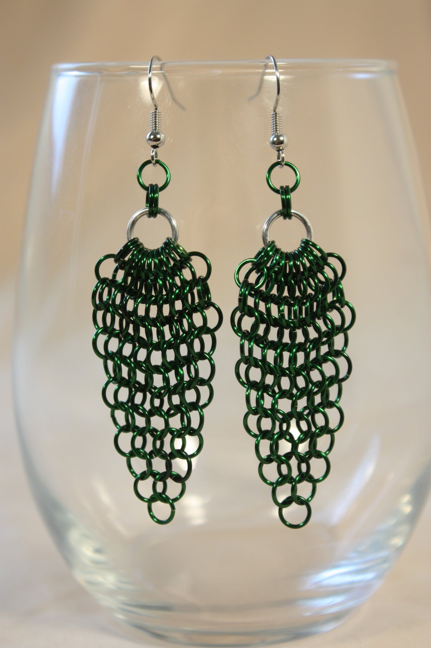 Triangle Dangle Earrings, Chainmaille Earrings