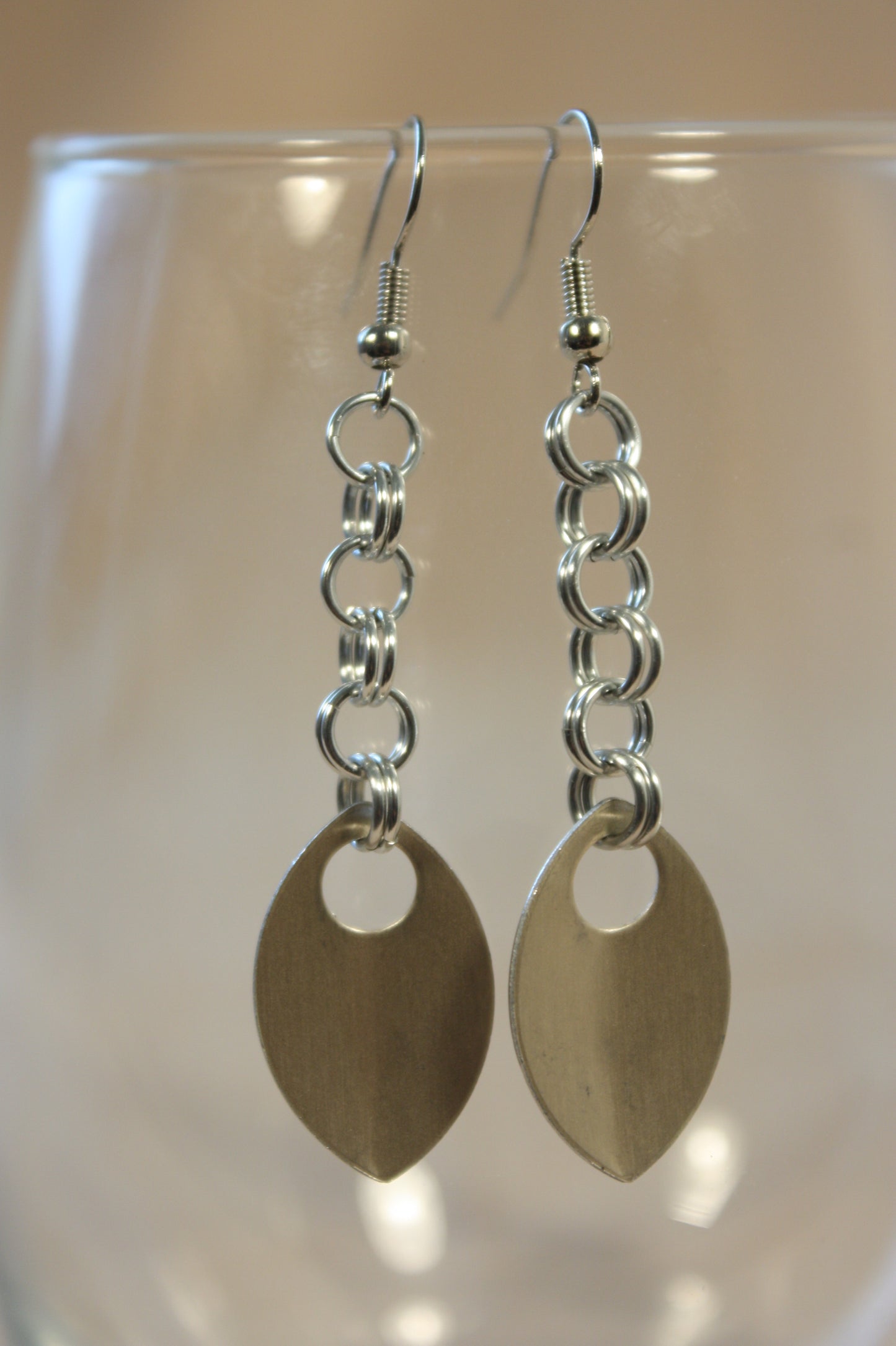 Simple Scale Drop Chainmaille Earrings