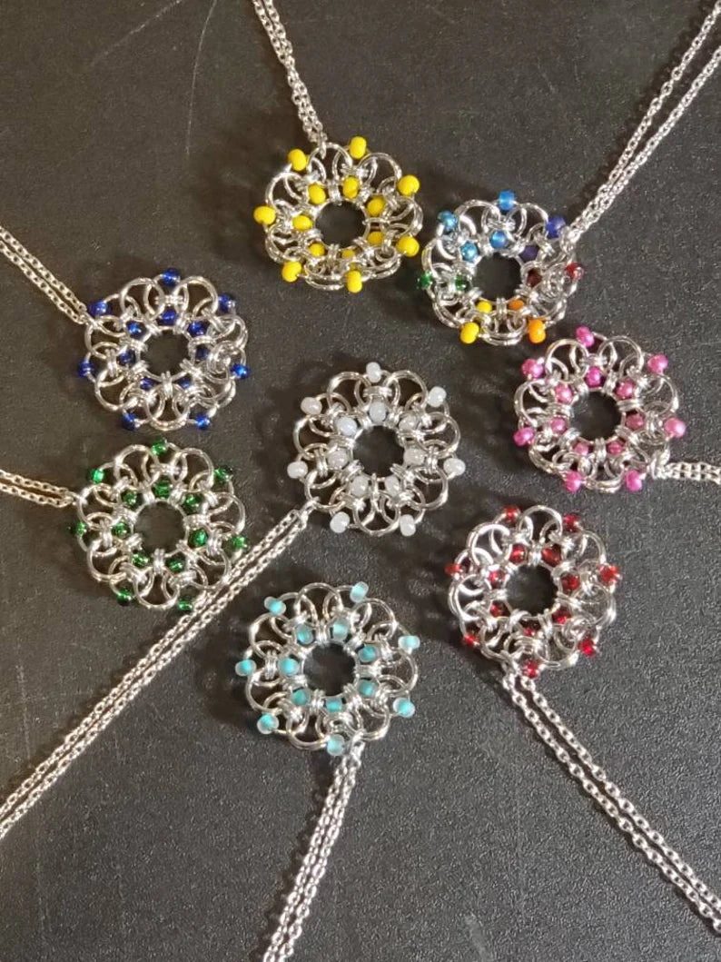 Beaded Chainmaille Wreath Pendant