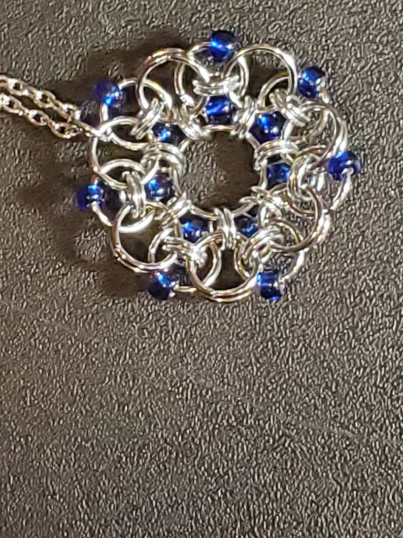Beaded Chainmaille Wreath Pendant