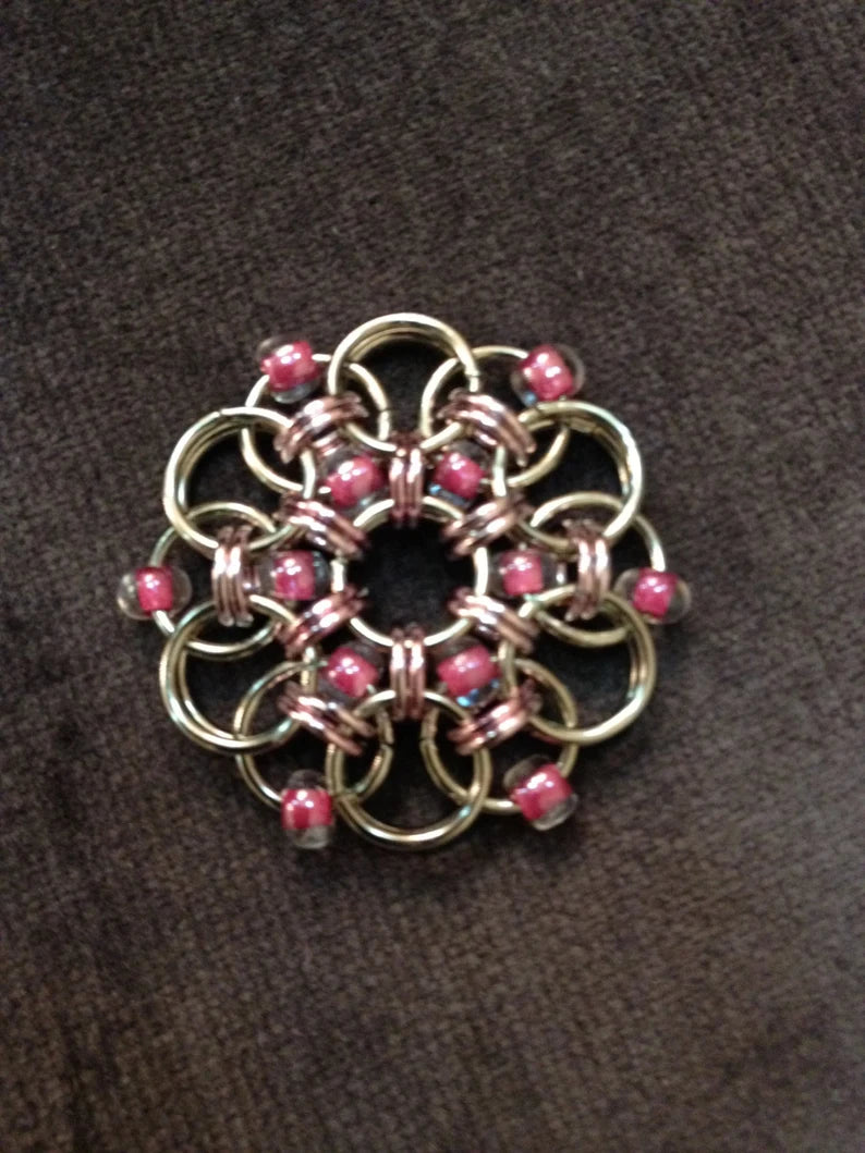 Beaded Chainmaille Wreath Pendant
