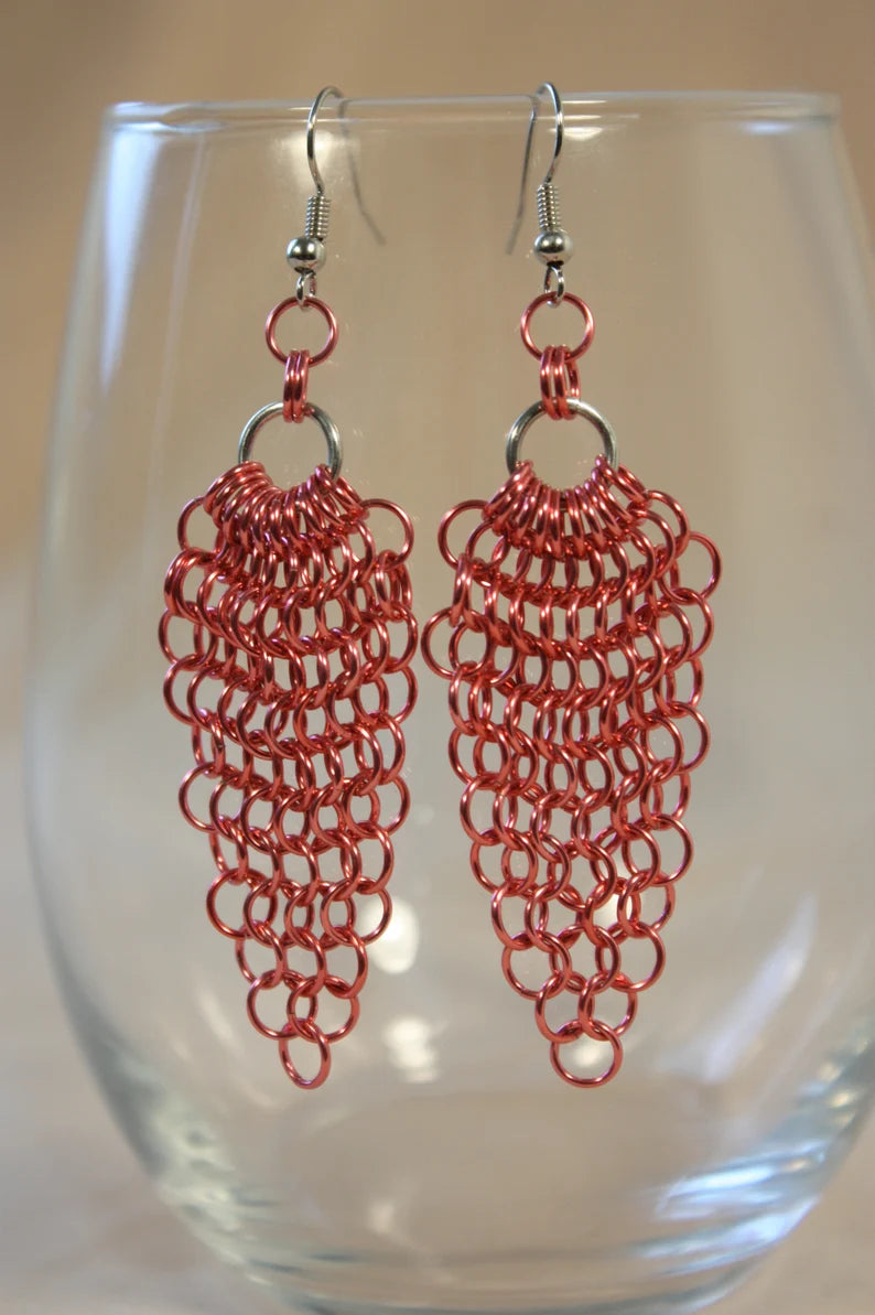 Triangle Dangle Earrings, Chainmaille Earrings
