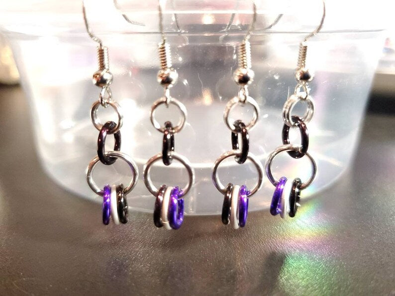 Pride Open Circle Drop LGBTQ+ Chainmaille Earrings