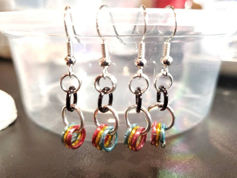 Pride Open Circle Drop LGBTQ+ Chainmaille Earrings
