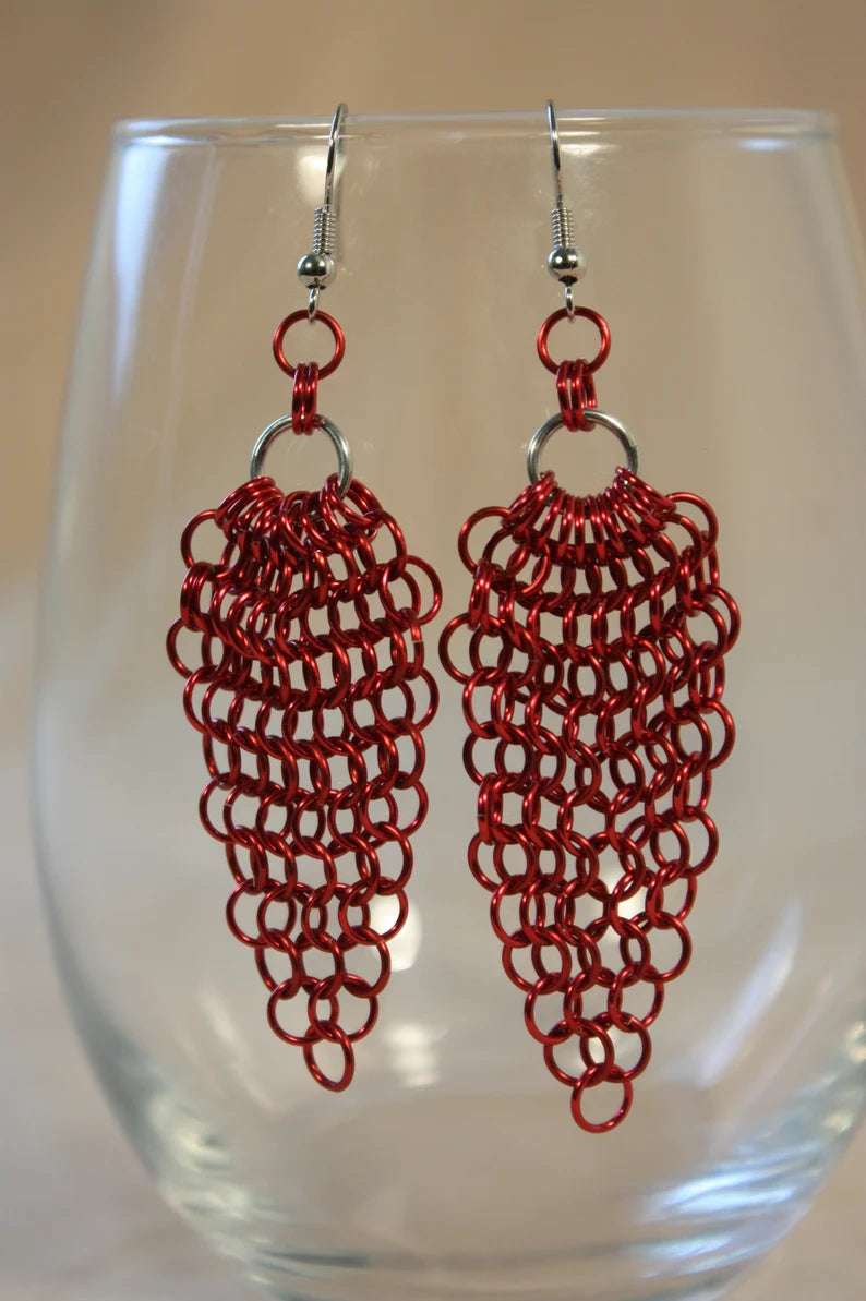 Triangle Dangle Earrings, Chainmaille Earrings