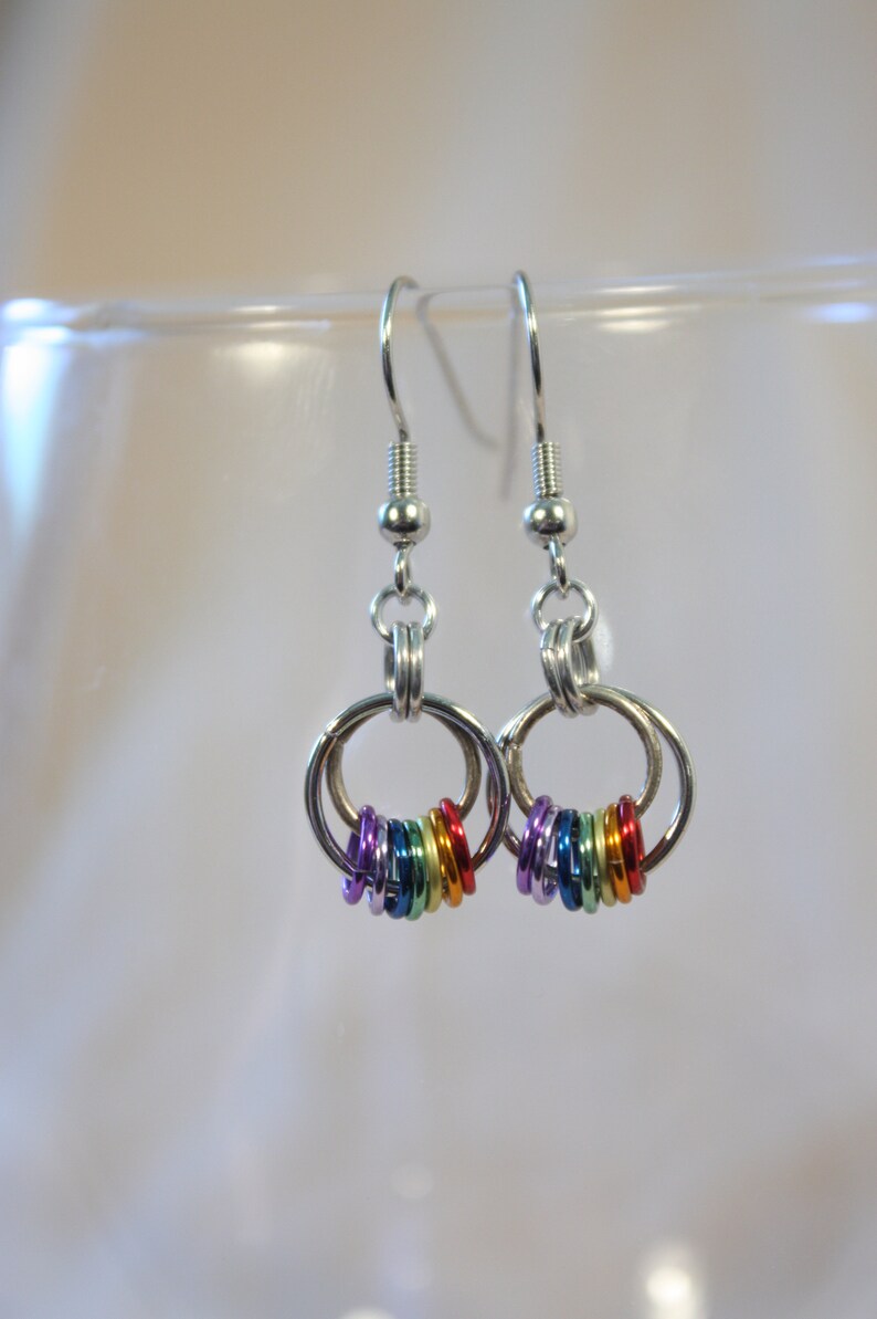 Pride Open Circle Drop LGBTQ+ Chainmaille Earrings
