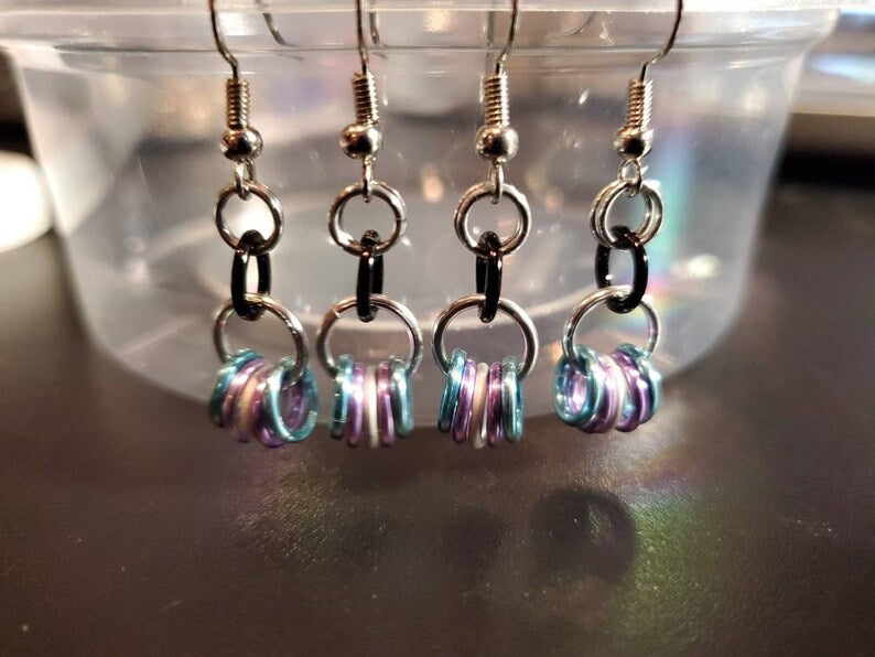 Pride Open Circle Drop LGBTQ+ Chainmaille Earrings