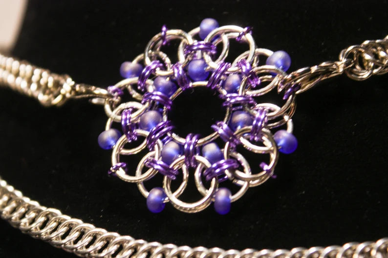 Beaded Chainmaille Wreath Pendant