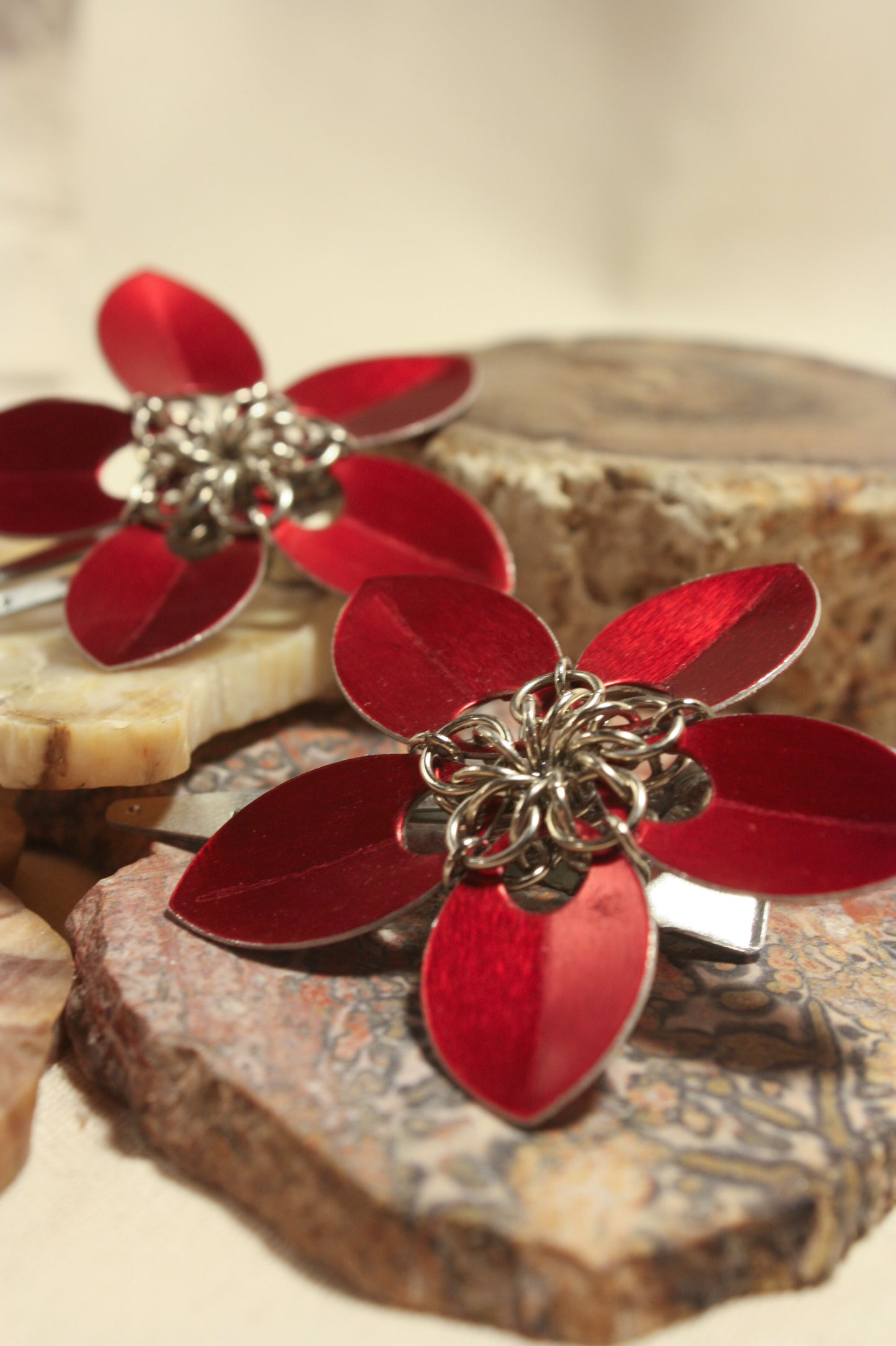 Scale Flower Hair Clips