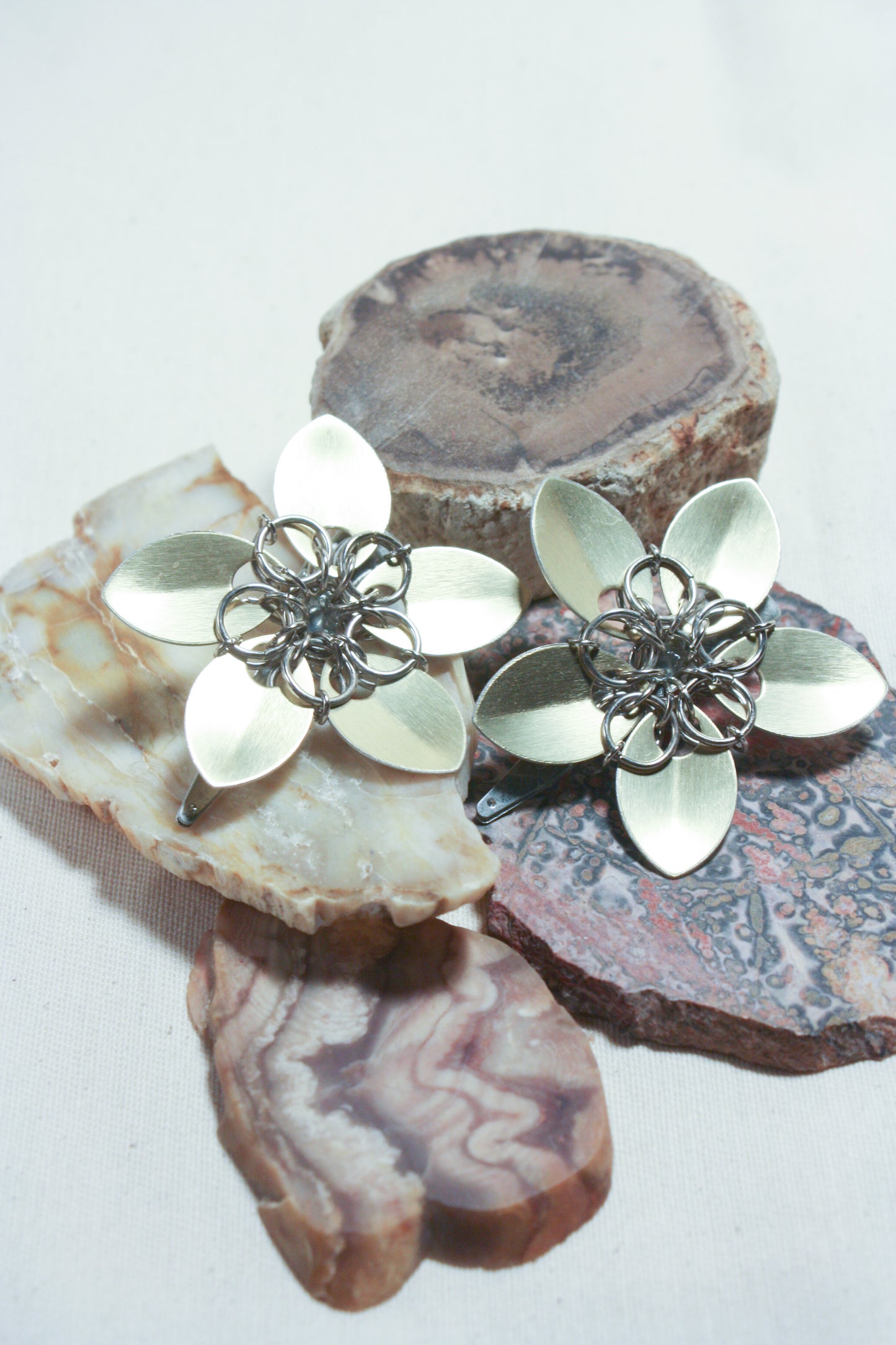 Scale Flower Hair Clips