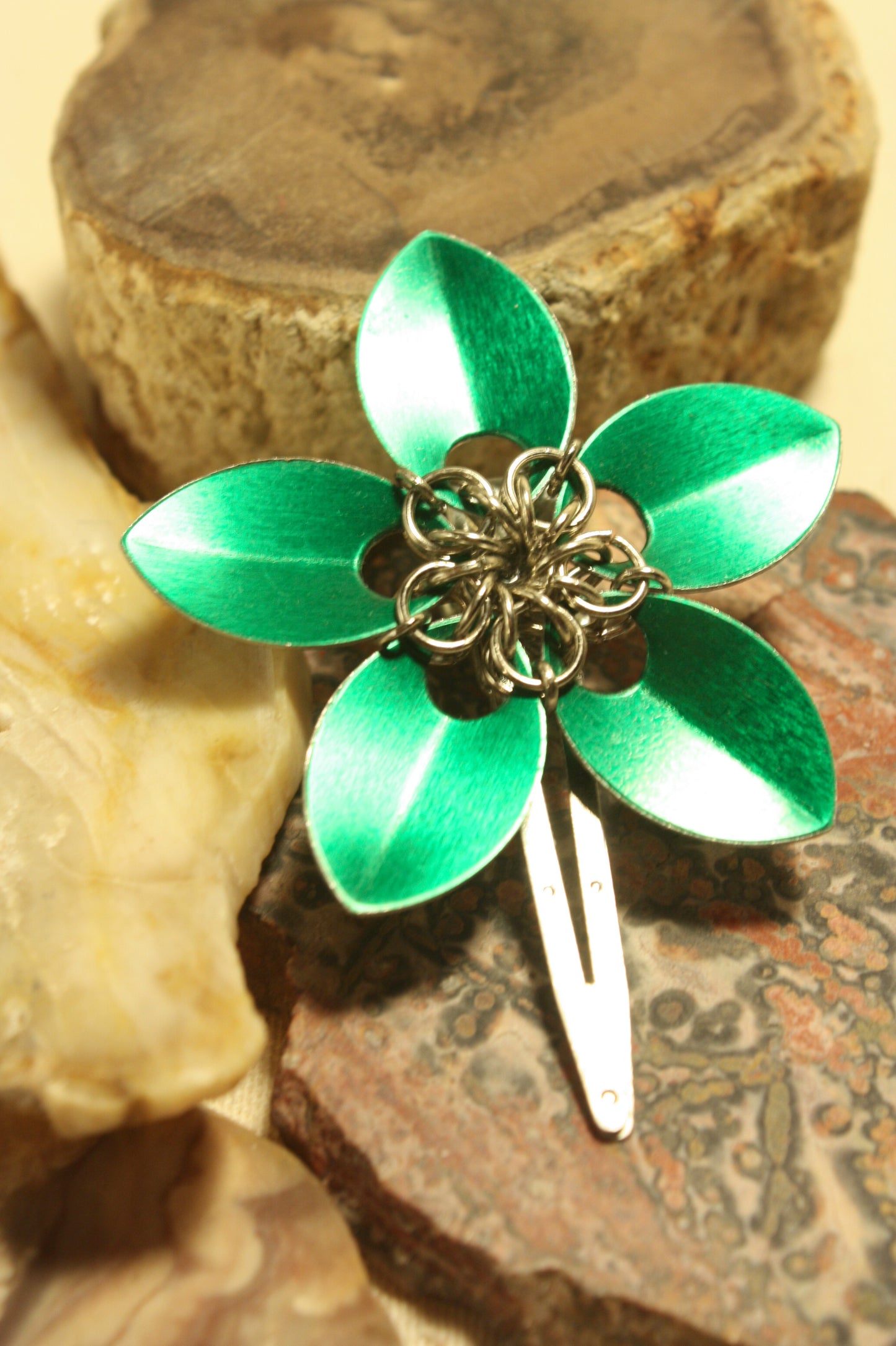 Scale Flower Hair Clips