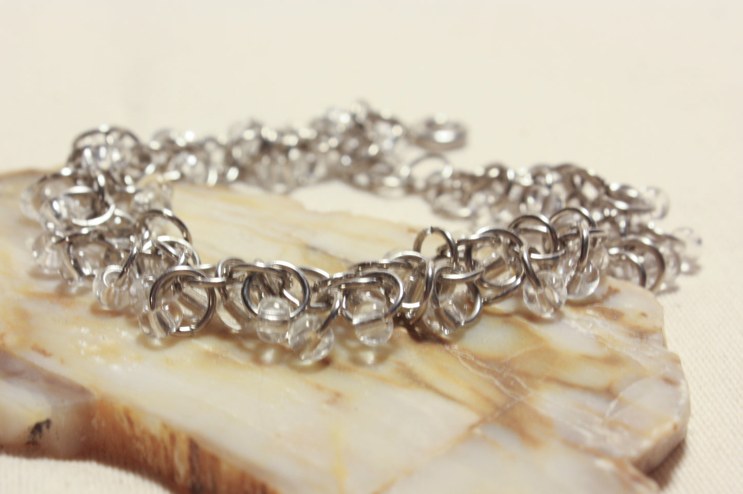 Beaded Bracelet, Shaggy Loop Chainmaille Bracelet