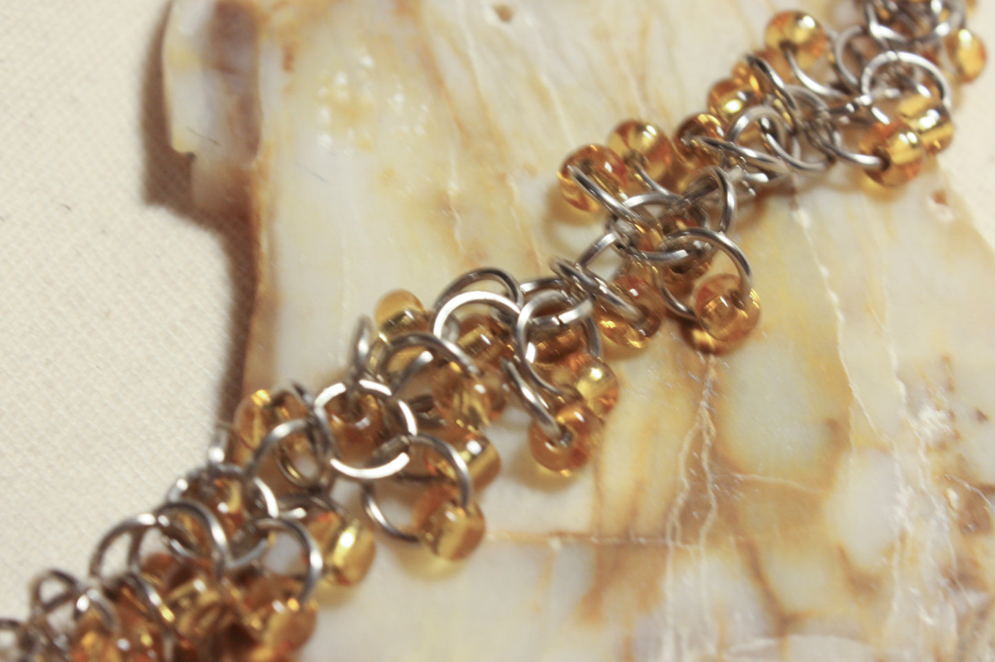 Beaded Bracelet, Shaggy Loop Chainmaille Bracelet