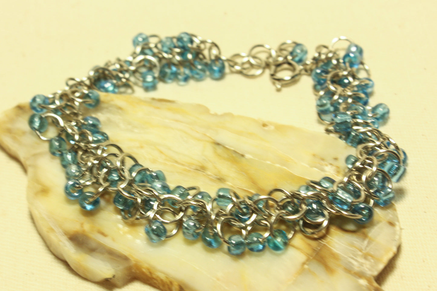 Beaded Bracelet, Shaggy Loop Chainmaille Bracelet