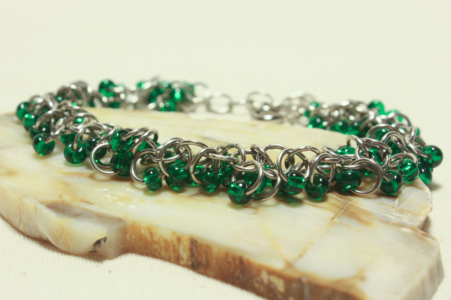 Beaded Bracelet, Shaggy Loop Chainmaille Bracelet