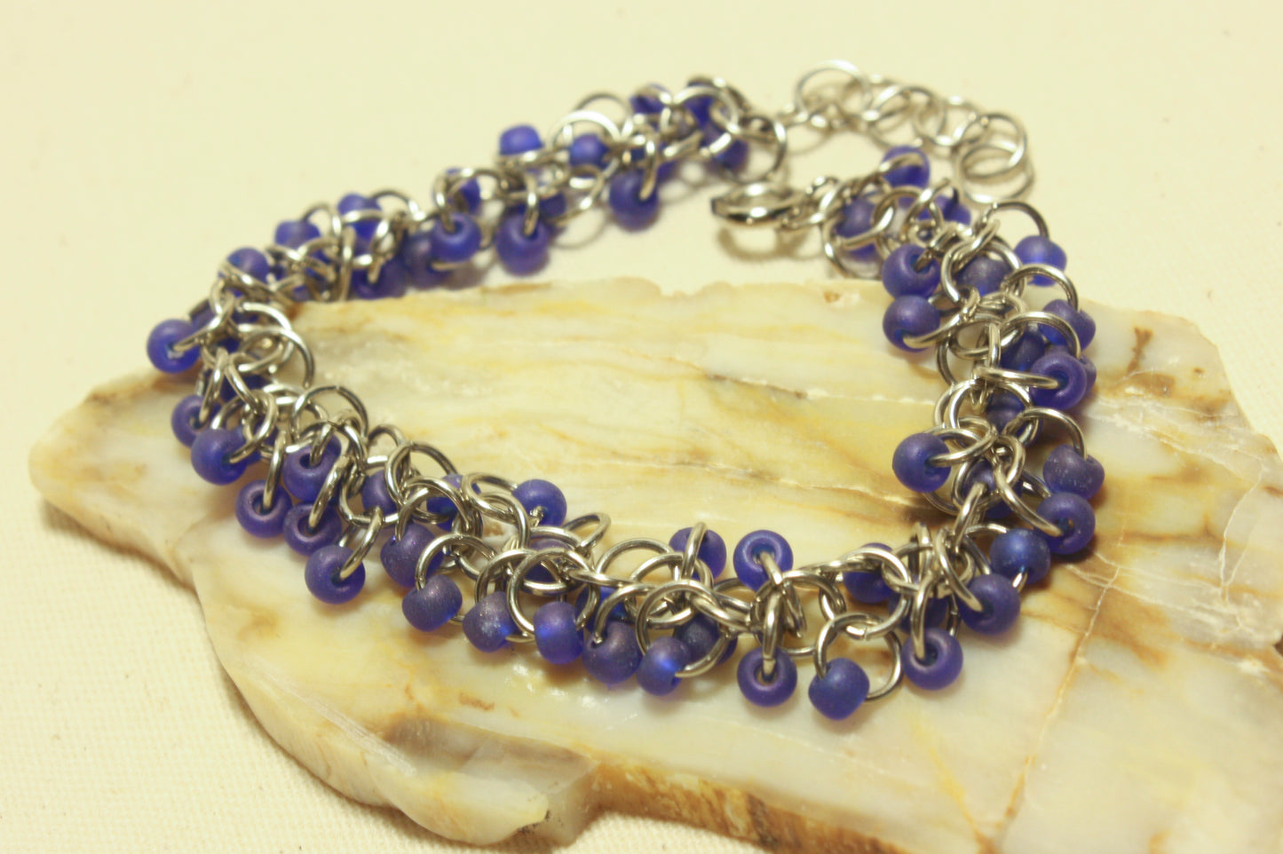 Beaded Bracelet, Shaggy Loop Chainmaille Bracelet