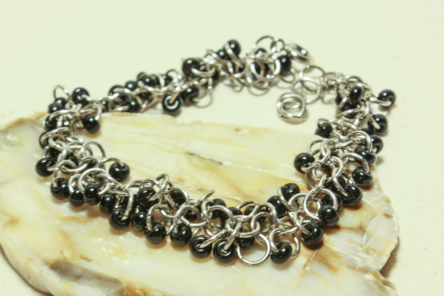 Beaded Bracelet, Shaggy Loop Chainmaille Bracelet