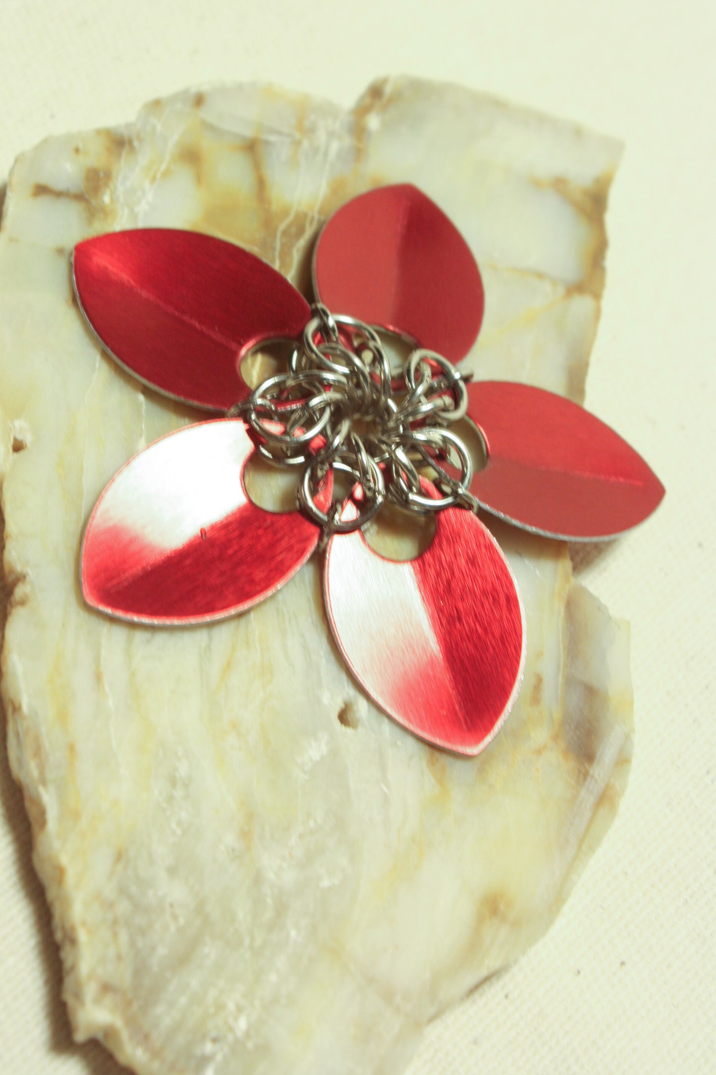 Scale Flower Pendant, Scalemail Pendant, Chainmaille Pendant