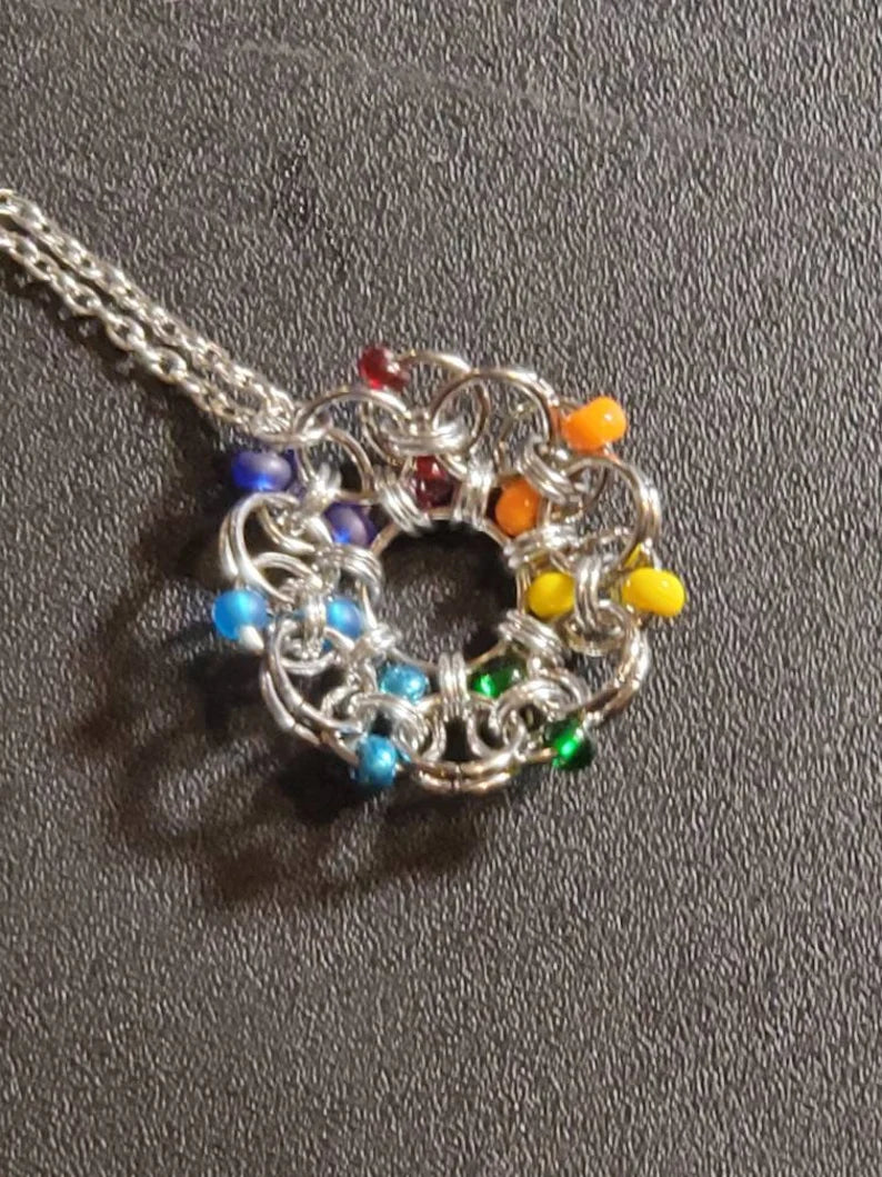Beaded Chainmaille Wreath Pendant
