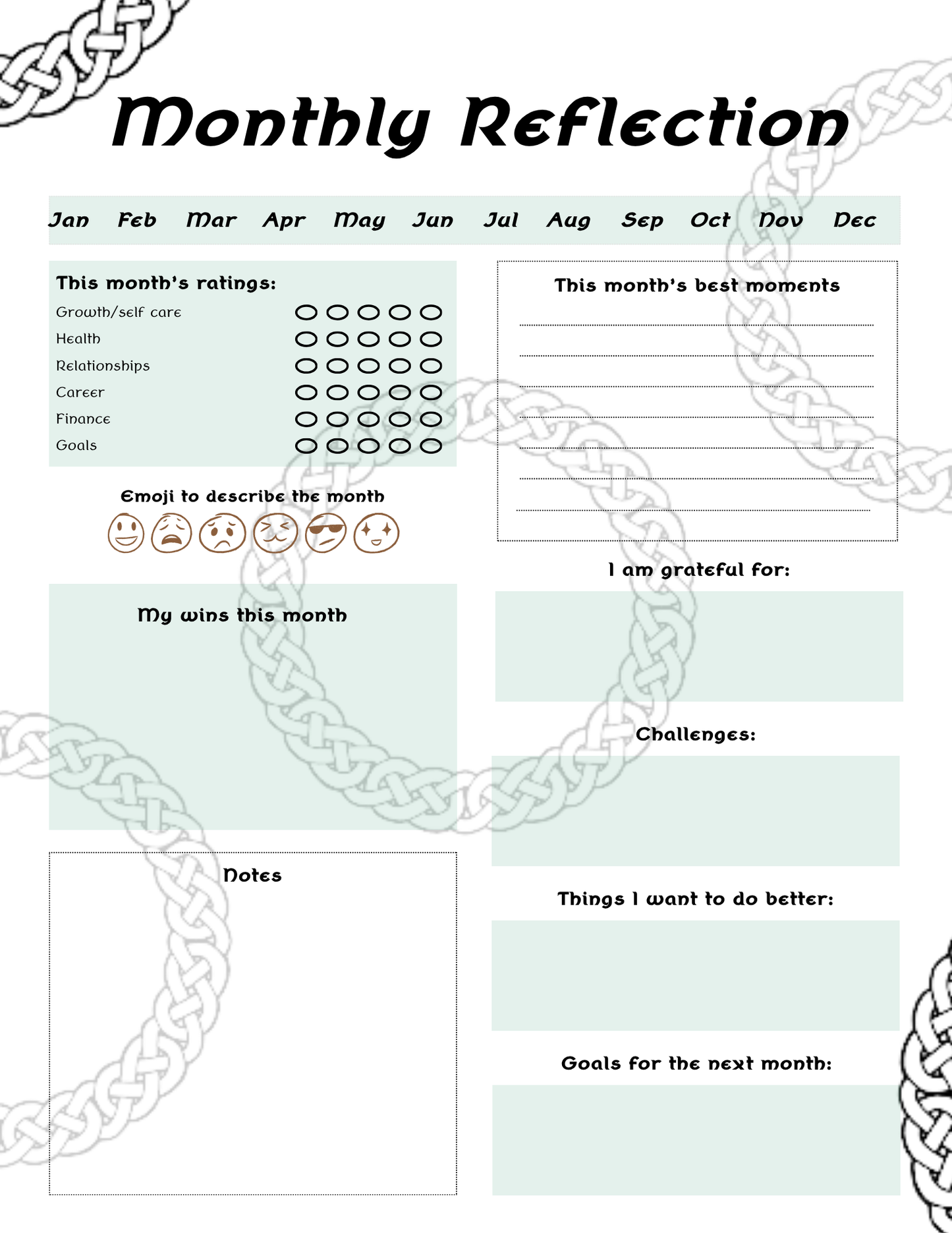 2026 Monthly Celtic Themed Planner, Monthly Dated Planner, PDF Download