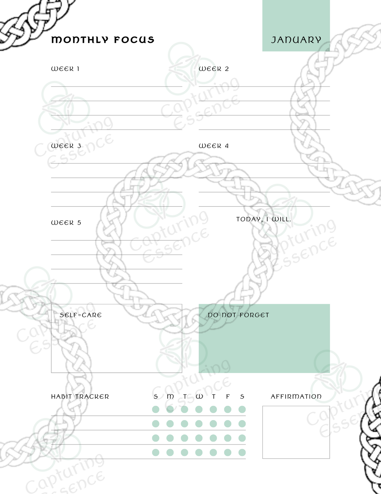 Monthly Calendar, 2025 Dated Monthly Calendar, Celtic Themed