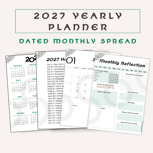 2027 Monthly Celtic Themed Planner, Monthly Dated Planner, PDF Download
