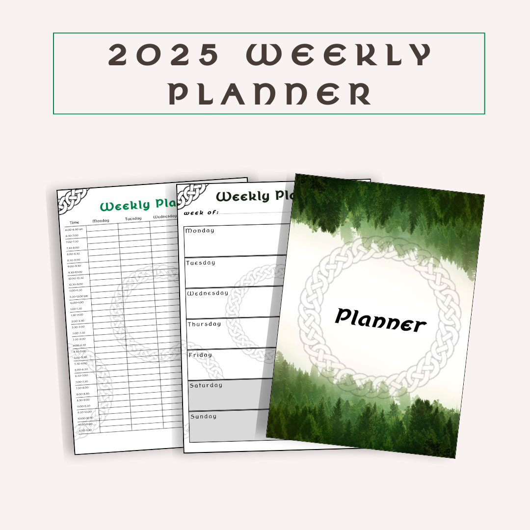Weekly Celtic Themed Planner, Undated Weekly Planner, PDF Download