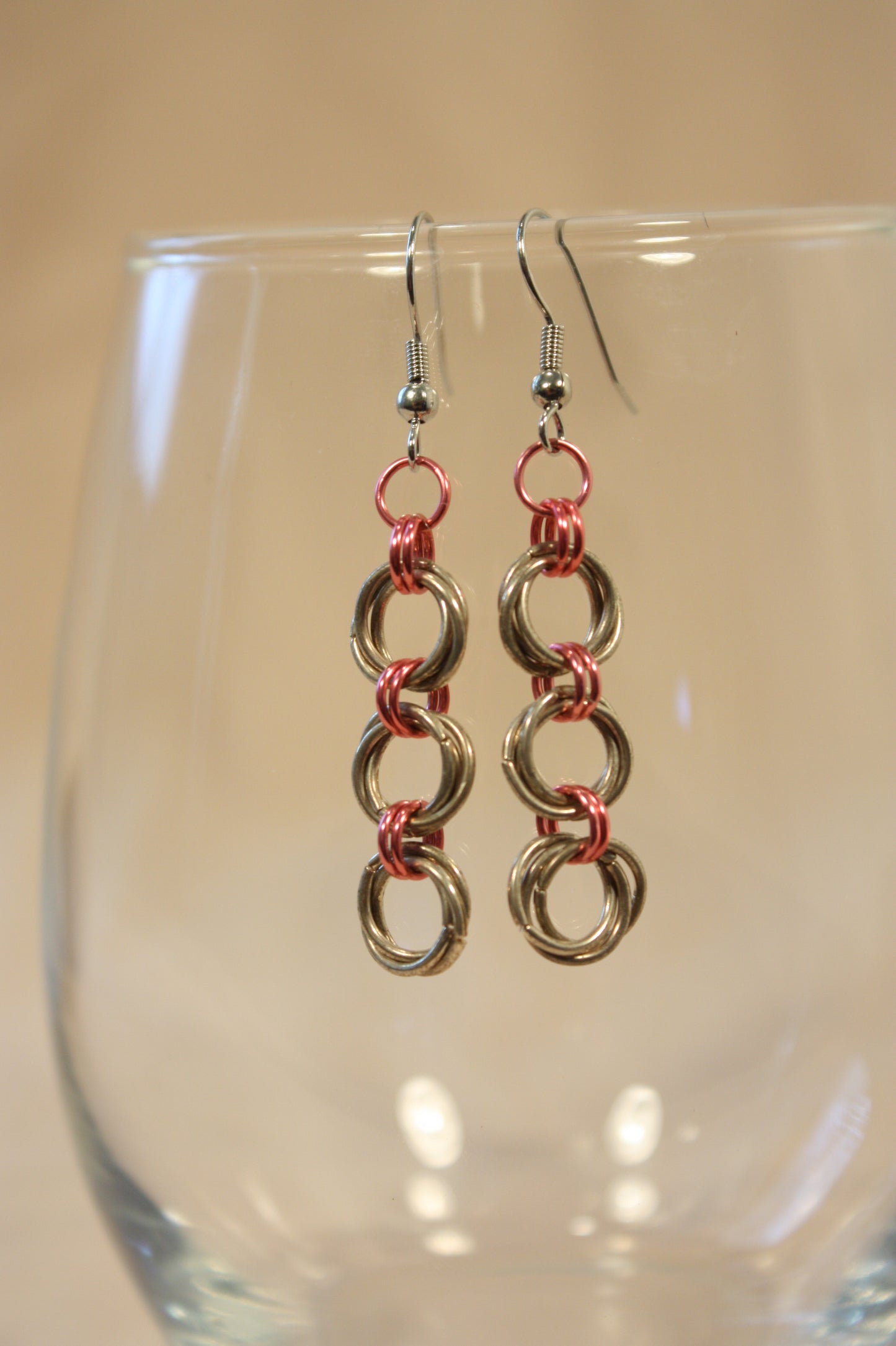 Lovers Knot Rosette Chain Earrings