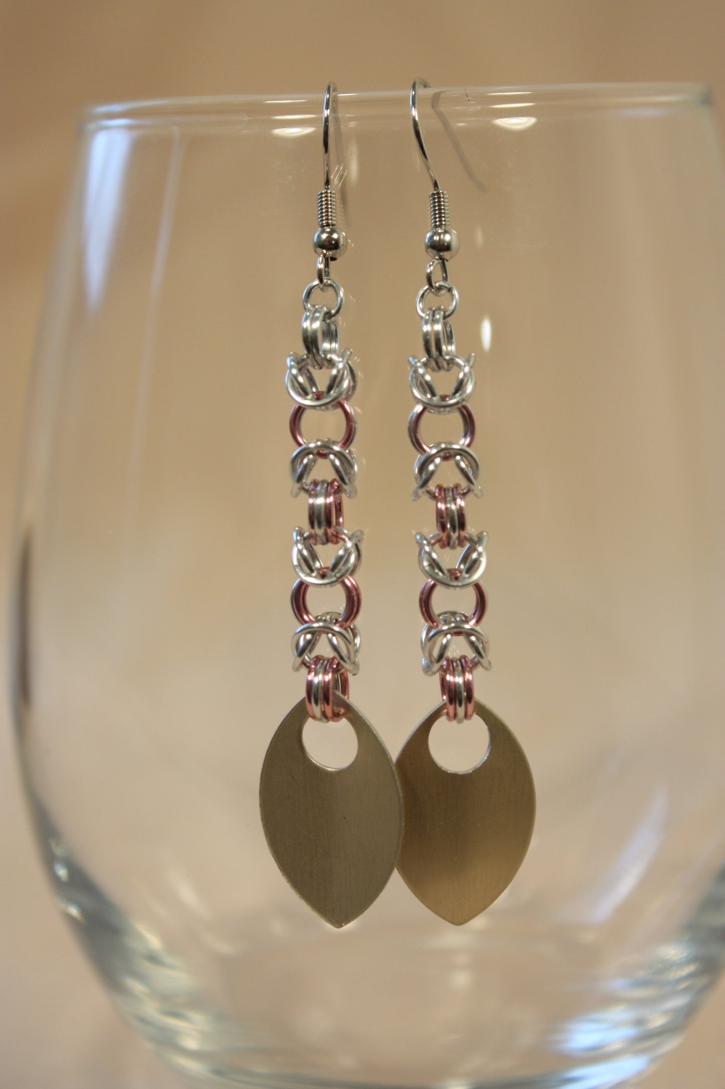 Byzantine and Scale Drop Chainmaille Earrings