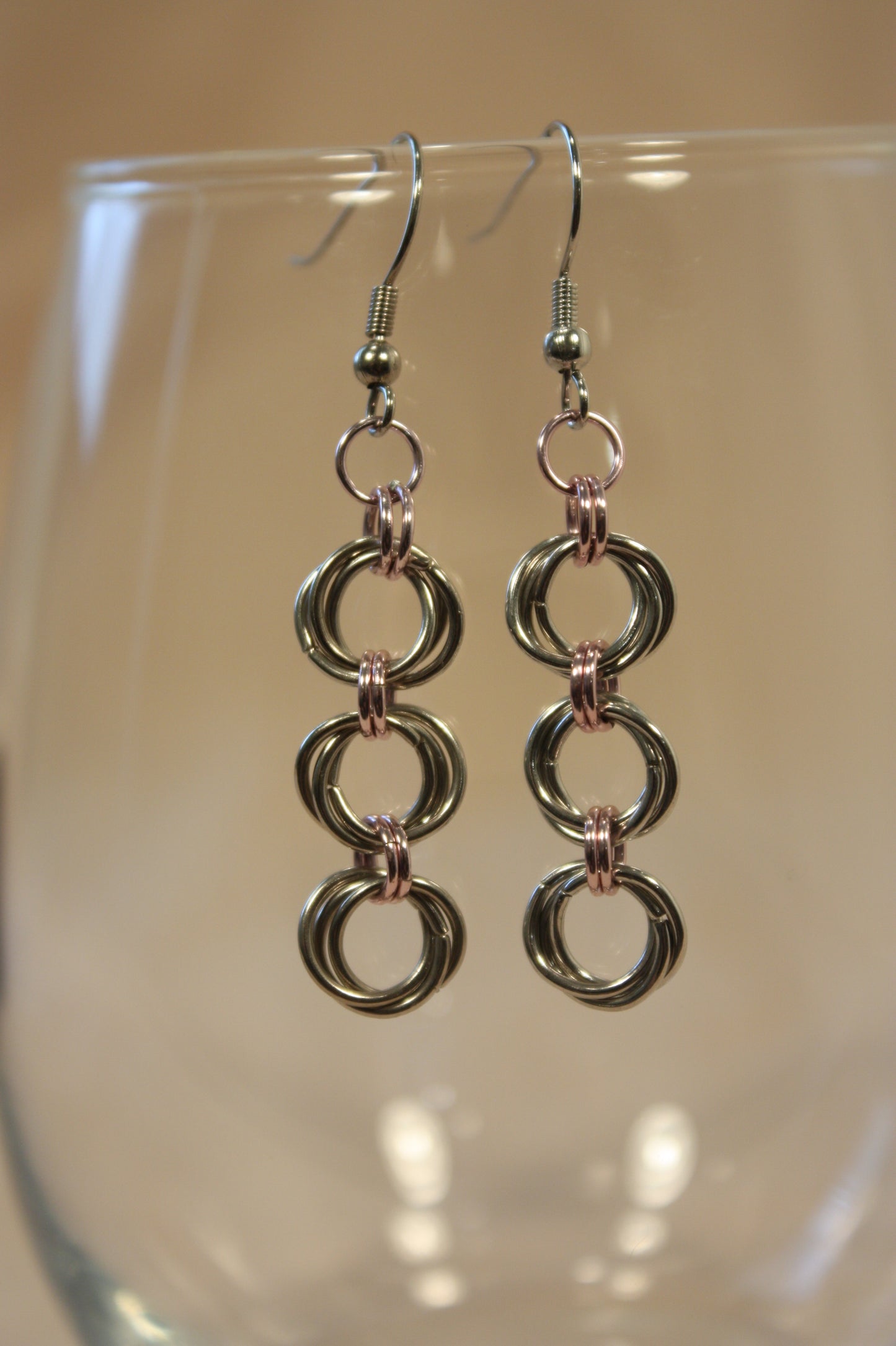 Lovers Knot Rosette Chain Earrings