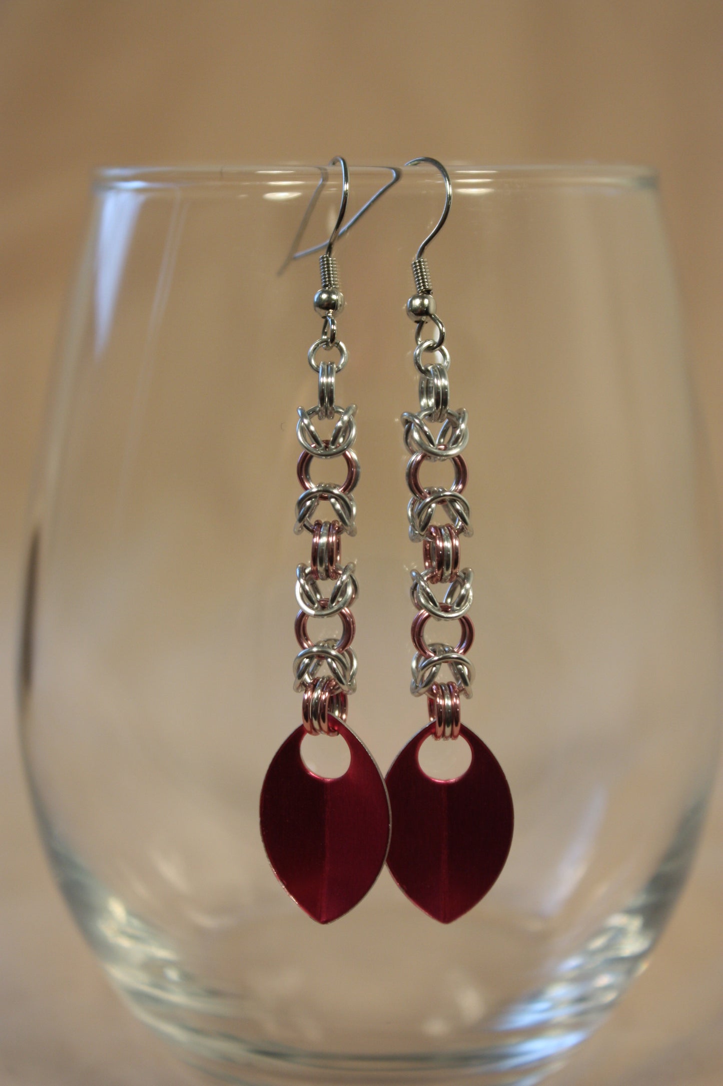 Byzantine and Scale Drop Chainmaille Earrings