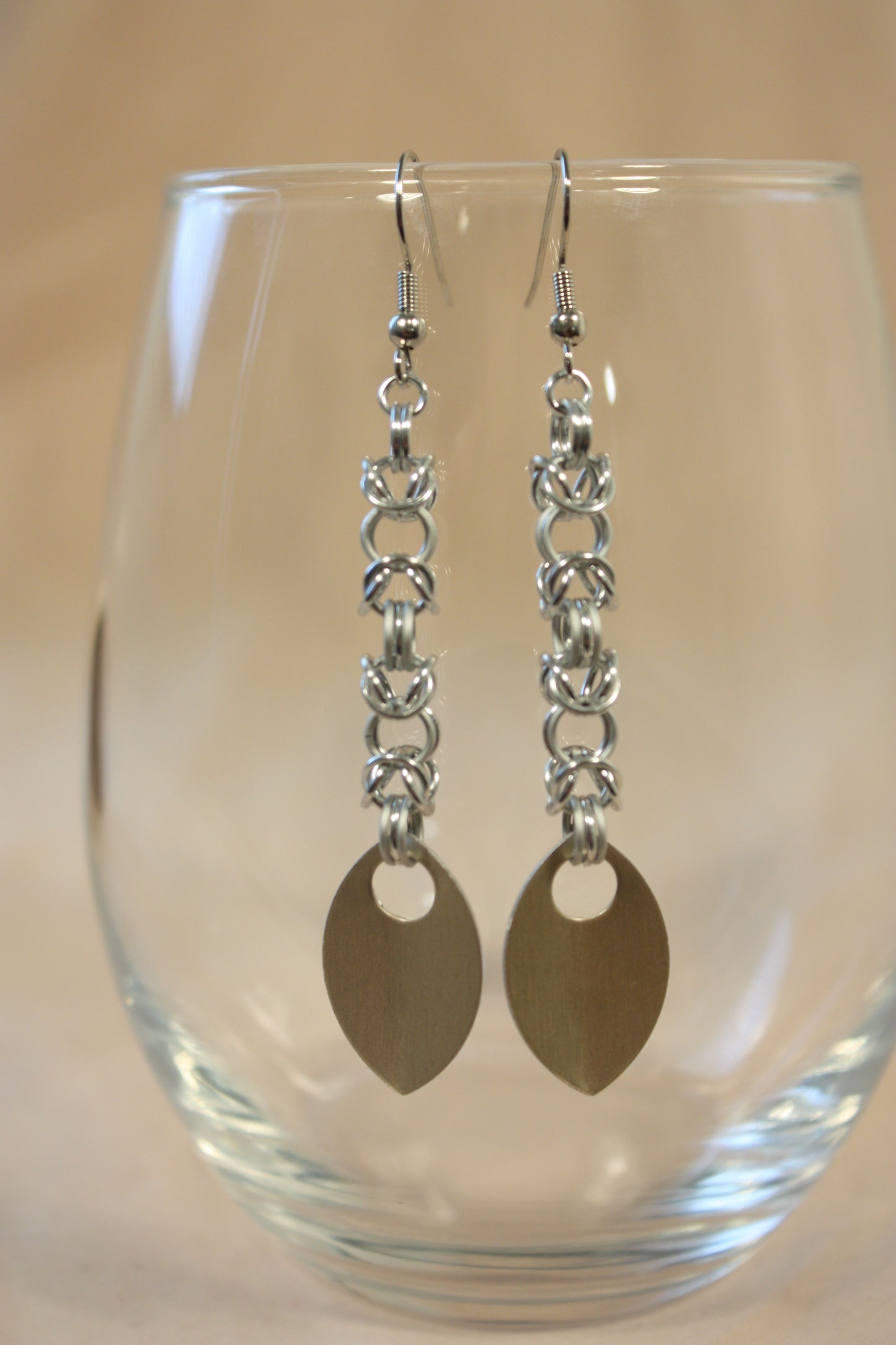 Byzantine and Scale Drop Chainmaille Earrings