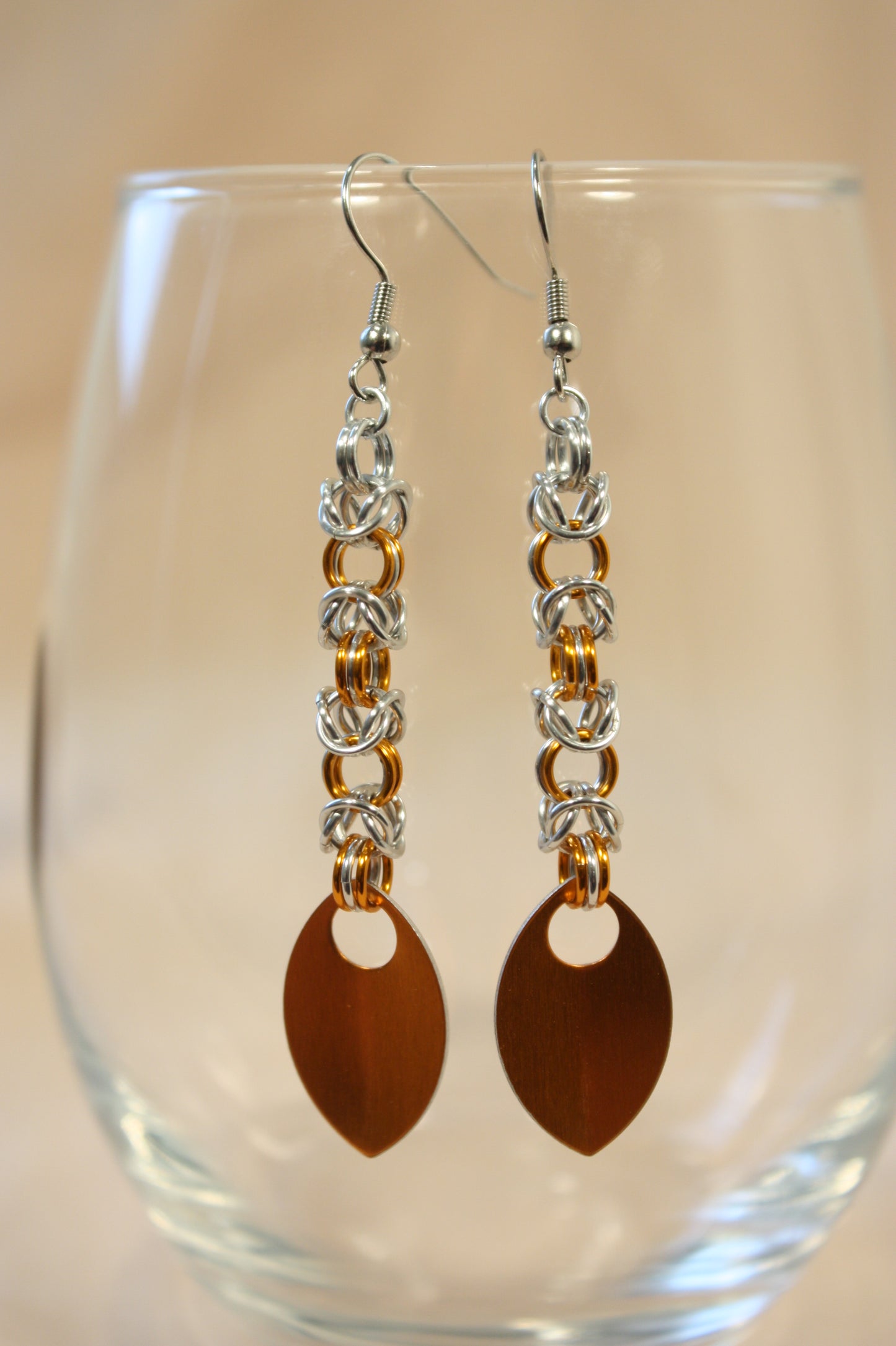 Byzantine and Scale Drop Chainmaille Earrings