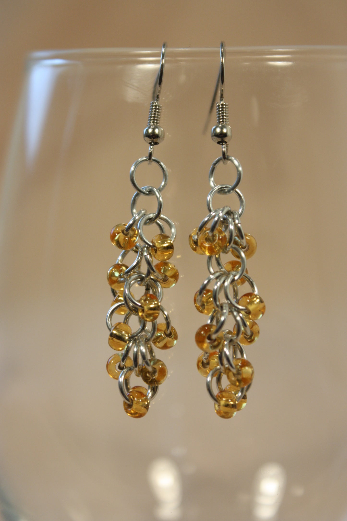 Beaded Shaggy Loop Chainmaille Earrings