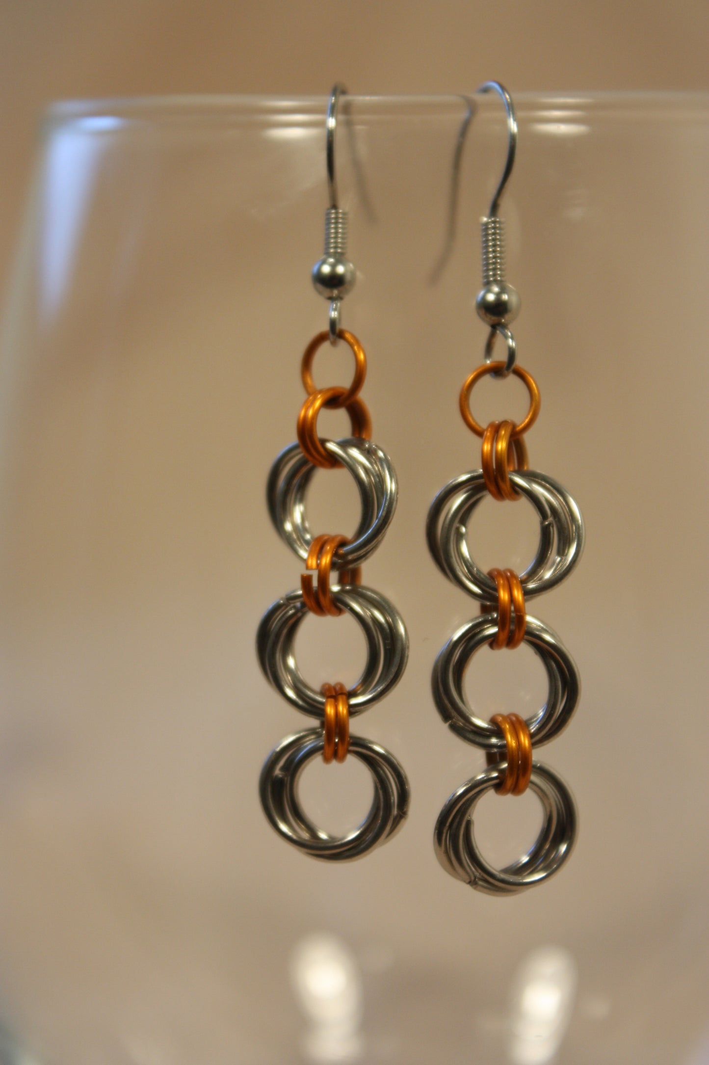 Lovers Knot Rosette Chain Earrings