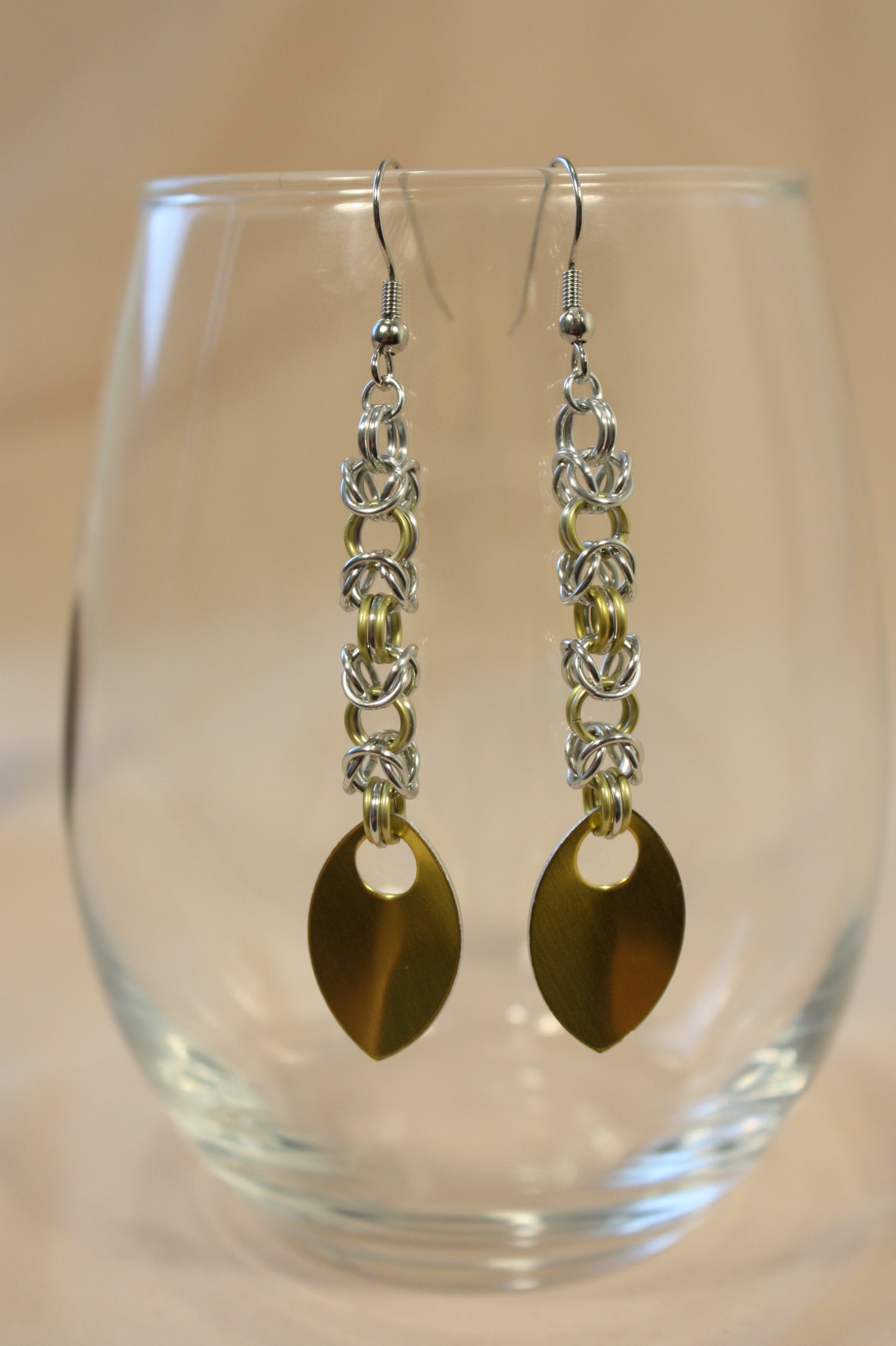 Byzantine and Scale Drop Chainmaille Earrings