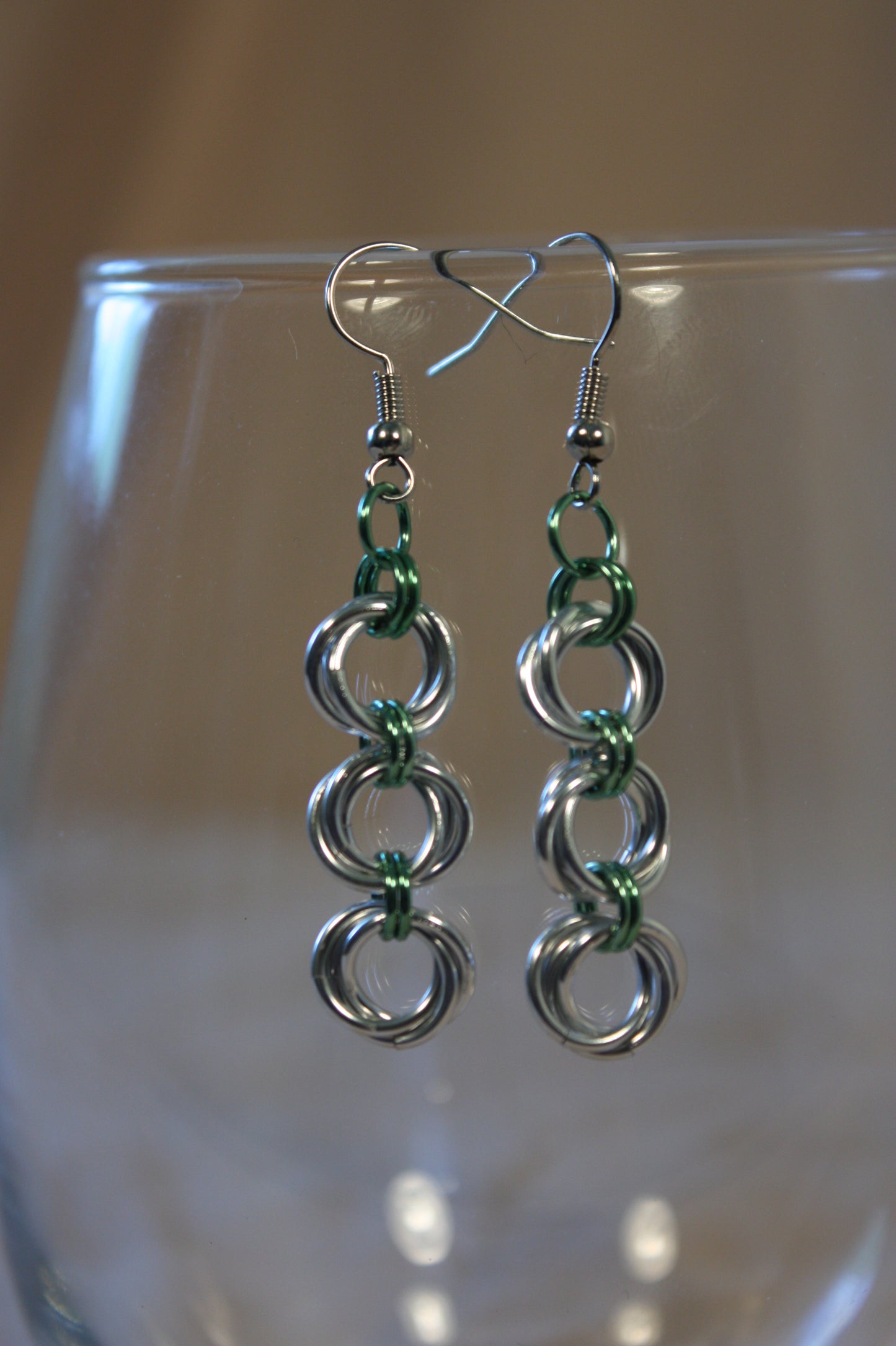 Lovers Knot Rosette Chain Earrings